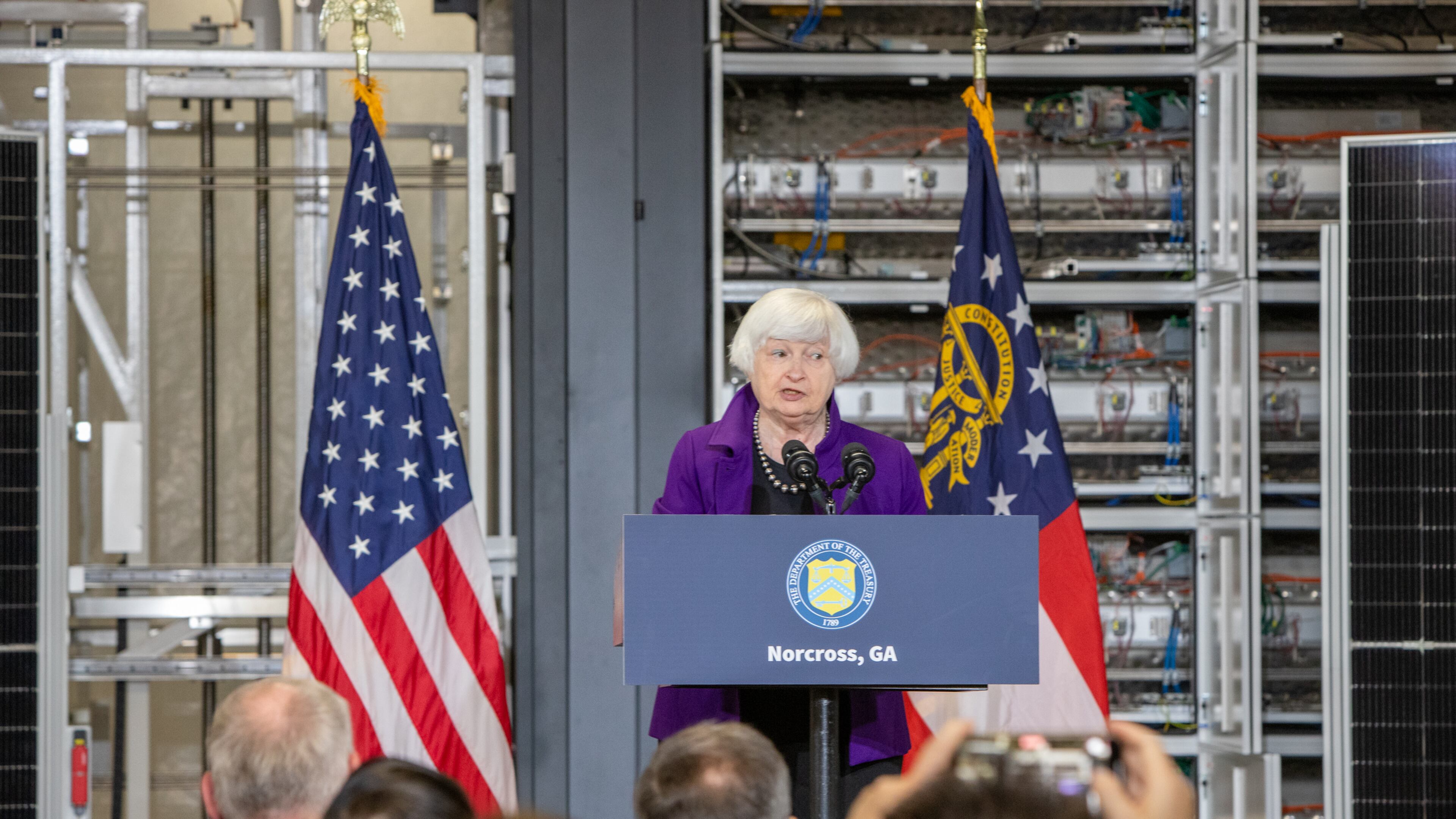 U.S. Treasure Secretary Janet Yellen, shown touring the Suniva a solar cell manufacturing facility in Norcross in March, will return to metro Atlanta on Thursday to launch an effort targeting the distribution of fentanyl.