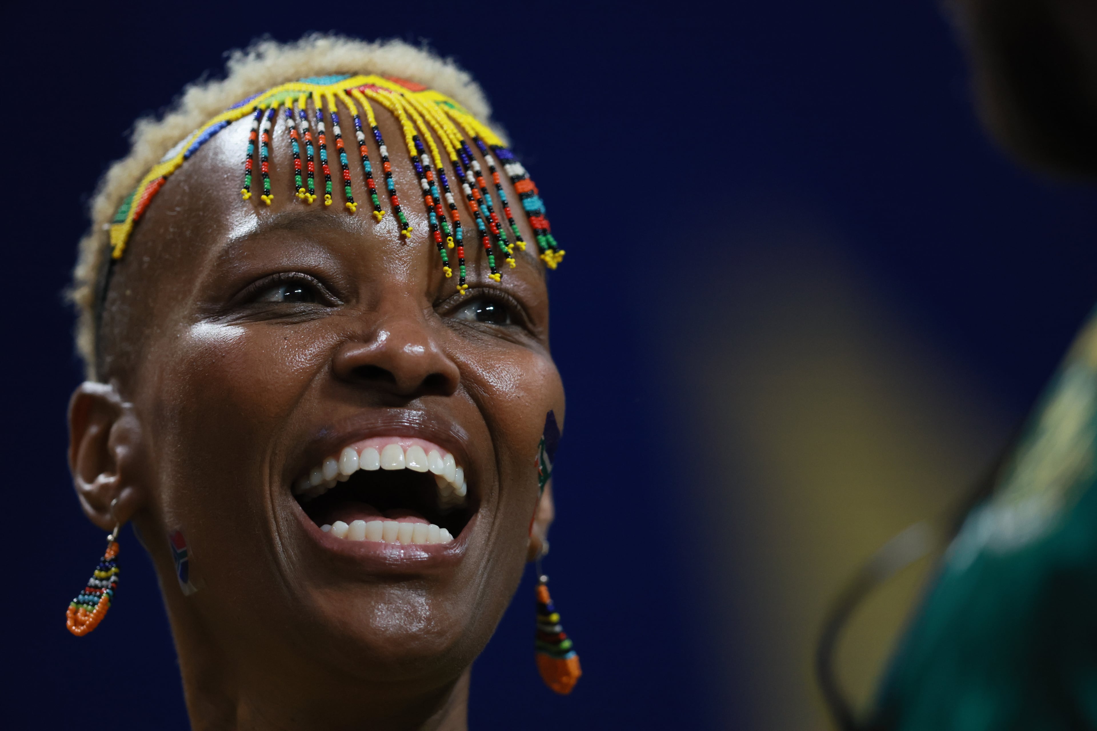 South African fan cheers before start of Czechia vs. South Africa Group A FIFA World Cup match at Atlanta Stadium (Mercedes-Benz Stadium) on Thursday, June 18, 2026. (Jason Getz/AJC)