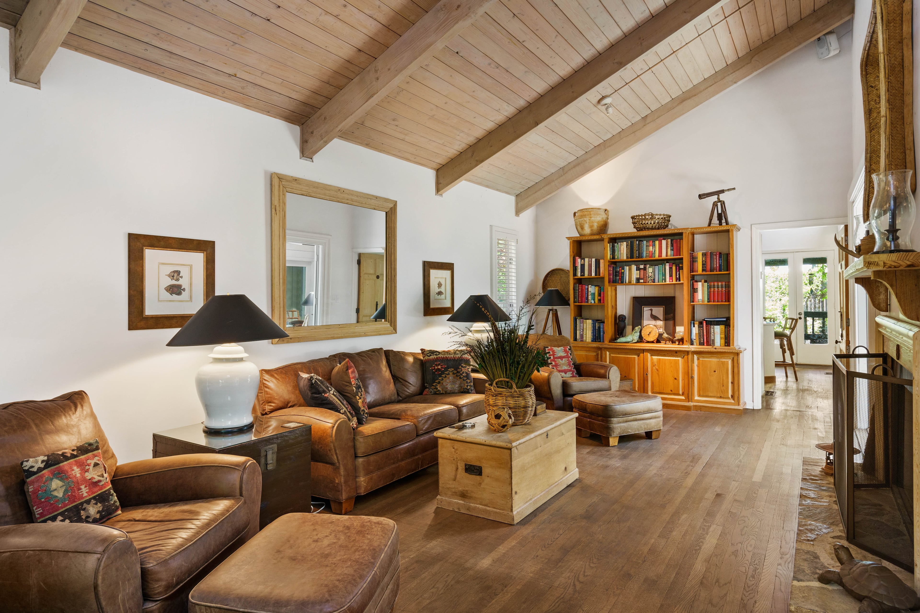 Vaulted ceilings are in the living room and family area.