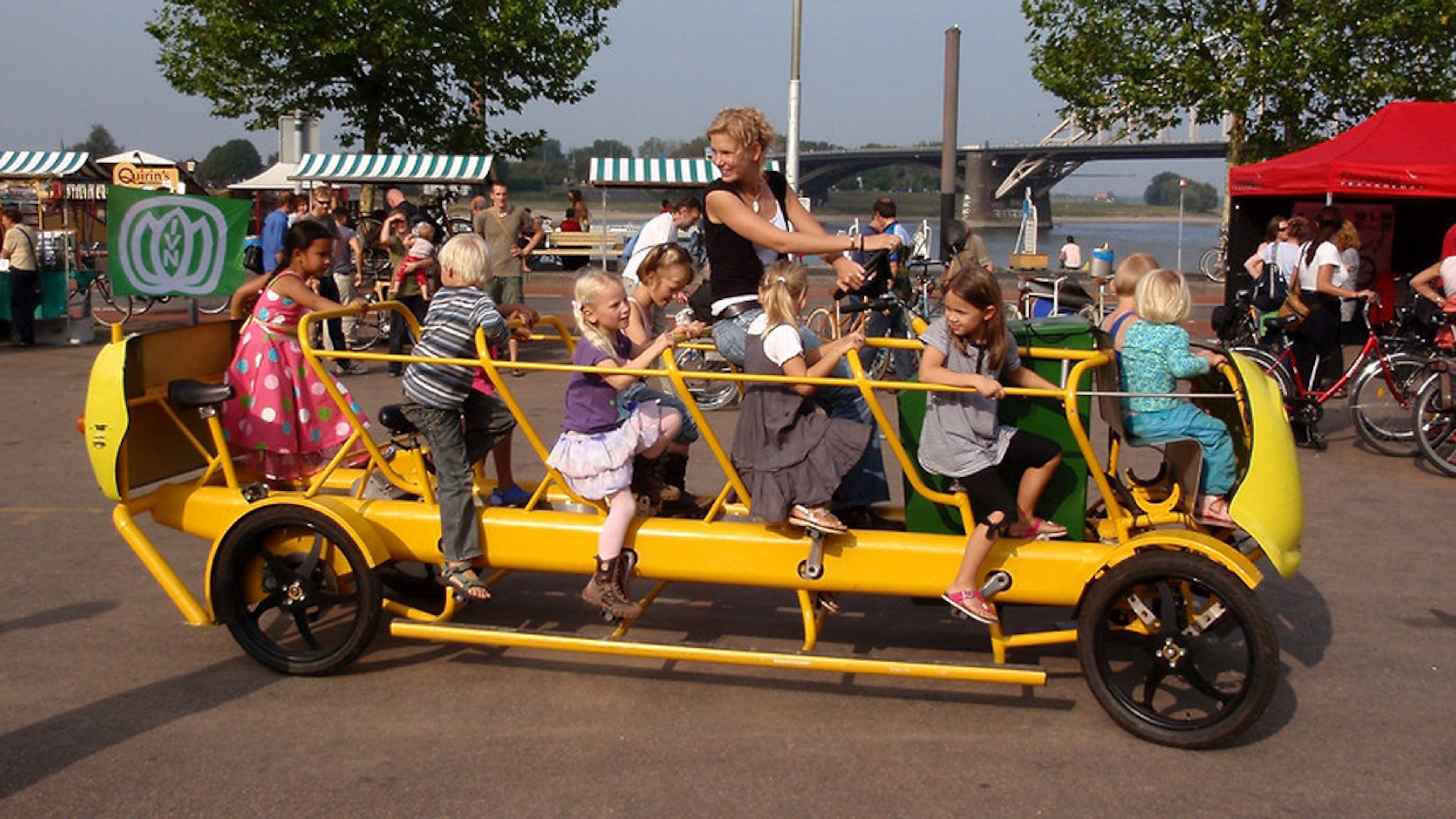 Decatur was selected as a finalist in the Play Everywhere Challenge for the the creation of a Pedal to School Bike Bus. The vehicle seats 11 riders. (Credit: City of Decatur)