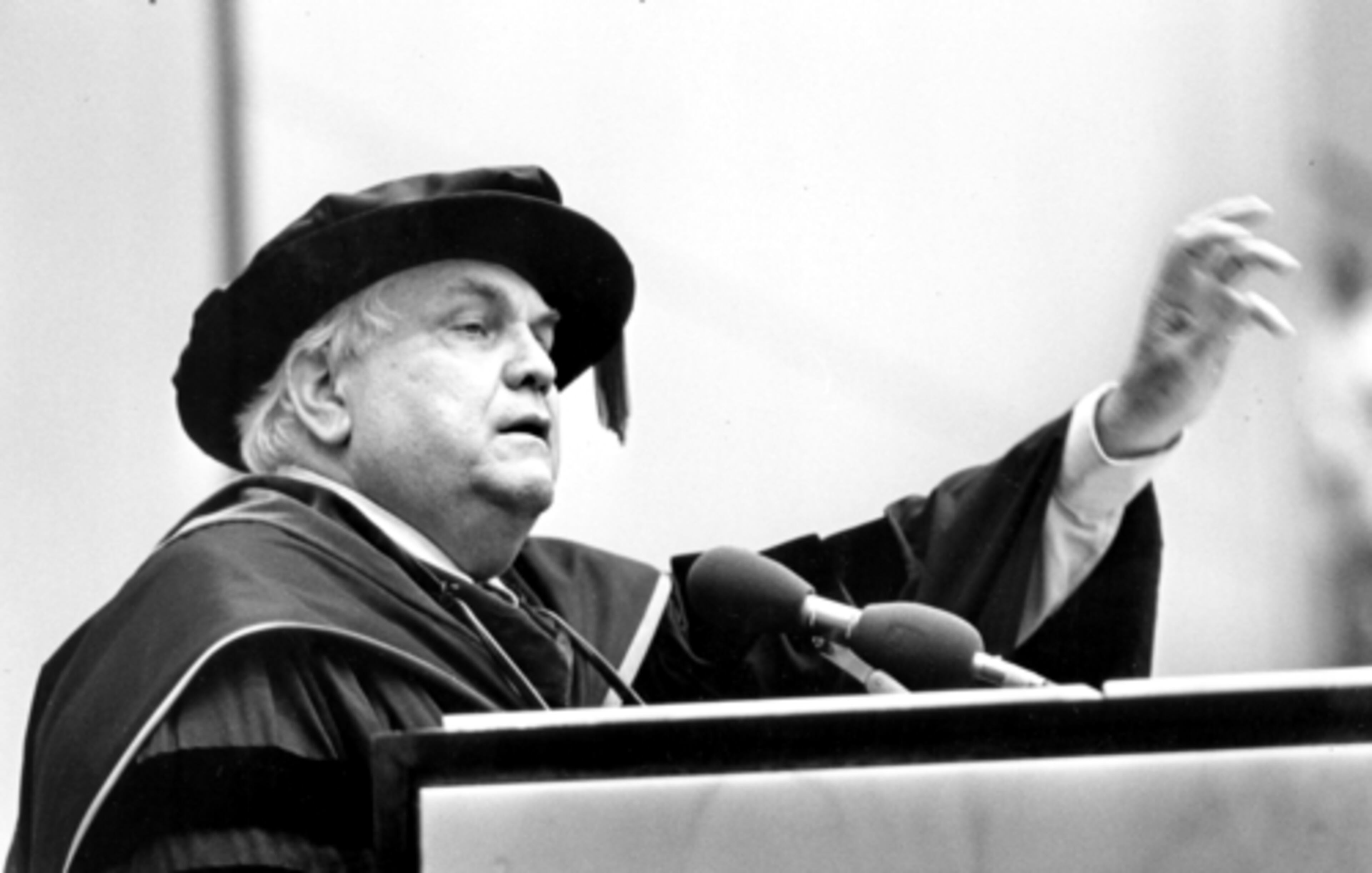 Langdale appears at his last GSU commencement in 1987.