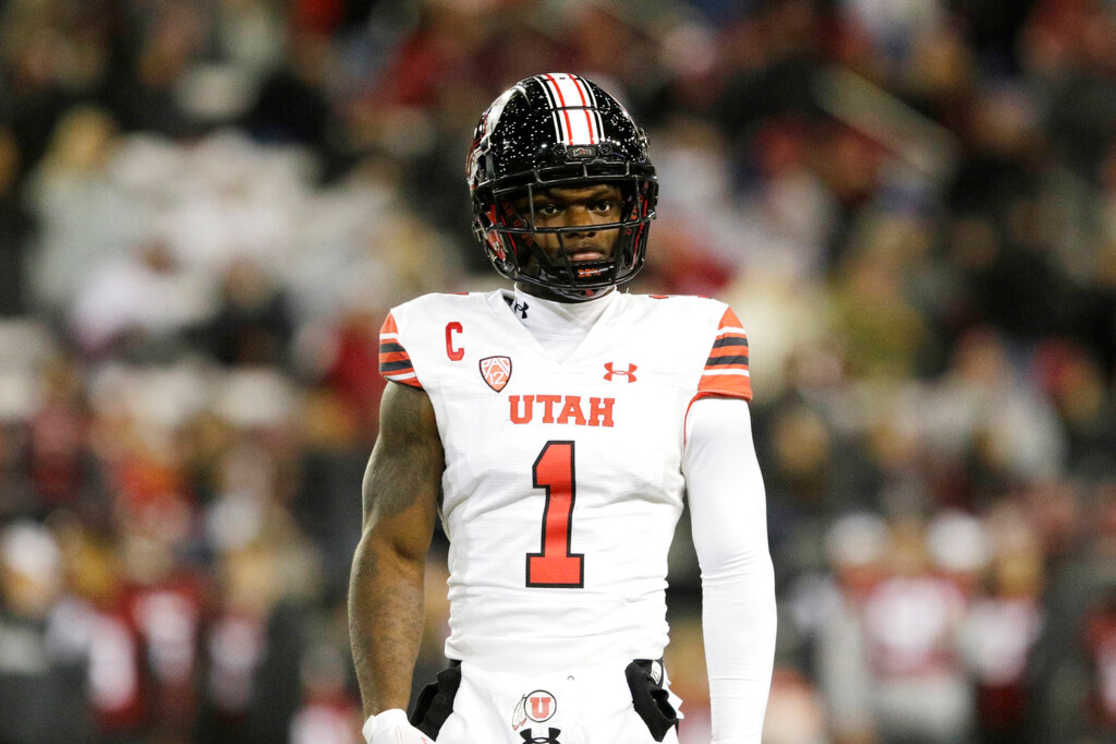 Utah cornerback Clark Phillips III stands on the field during the second half of an NCAA college football game against Washington State, Thursday, Oct. 27, 2022, in Pullman, Wash. (AP Photo/Young Kwak)
