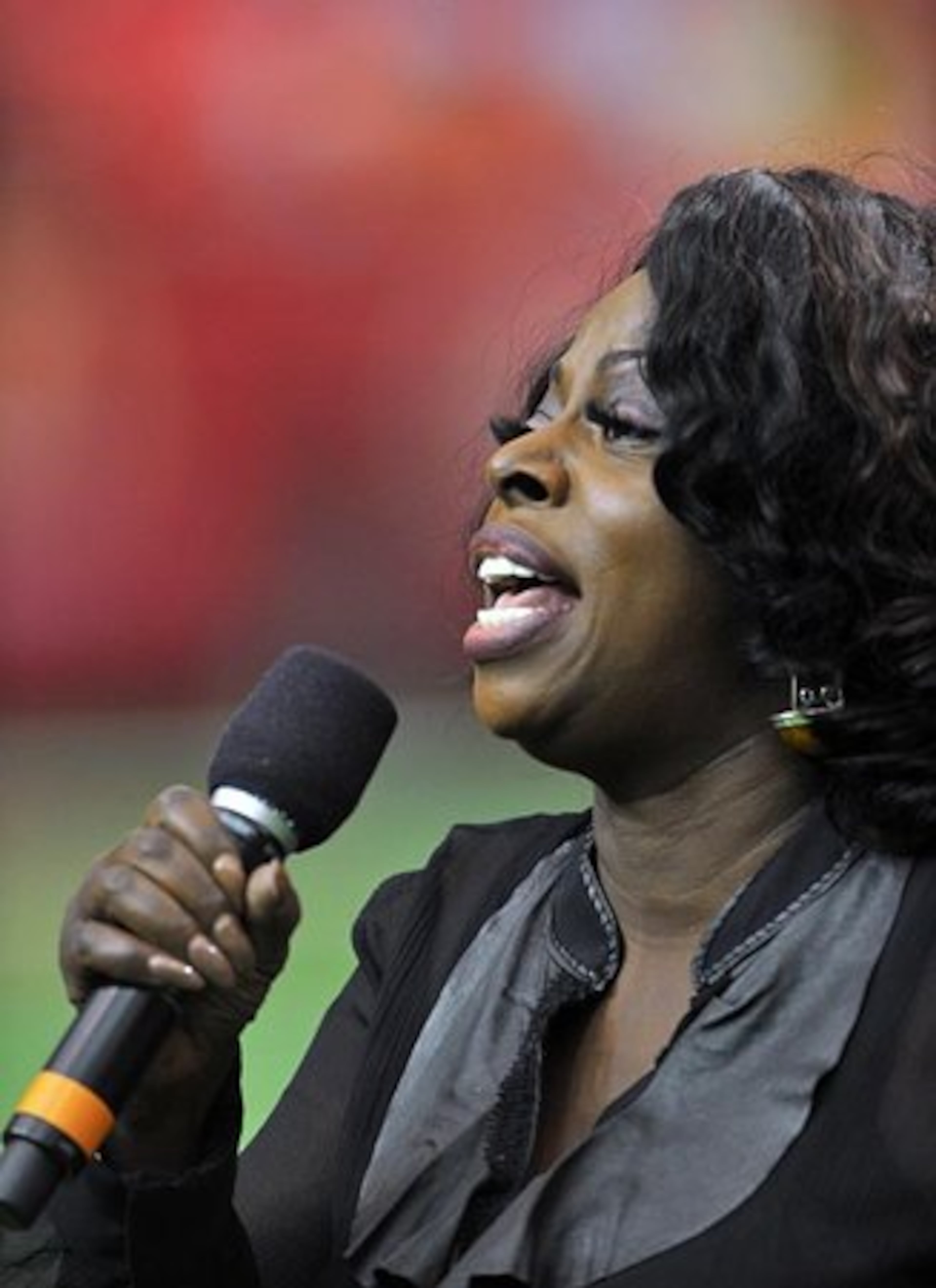 Angie Stone sang the National Anthem during the 23rd Annual Atlanta Football Classic at the Georgia Dome Saturday September 24, 2011. Stone kicks off her "Black is Beautiful" tour with a performance at the Atlanta Civic Center later in the evening.