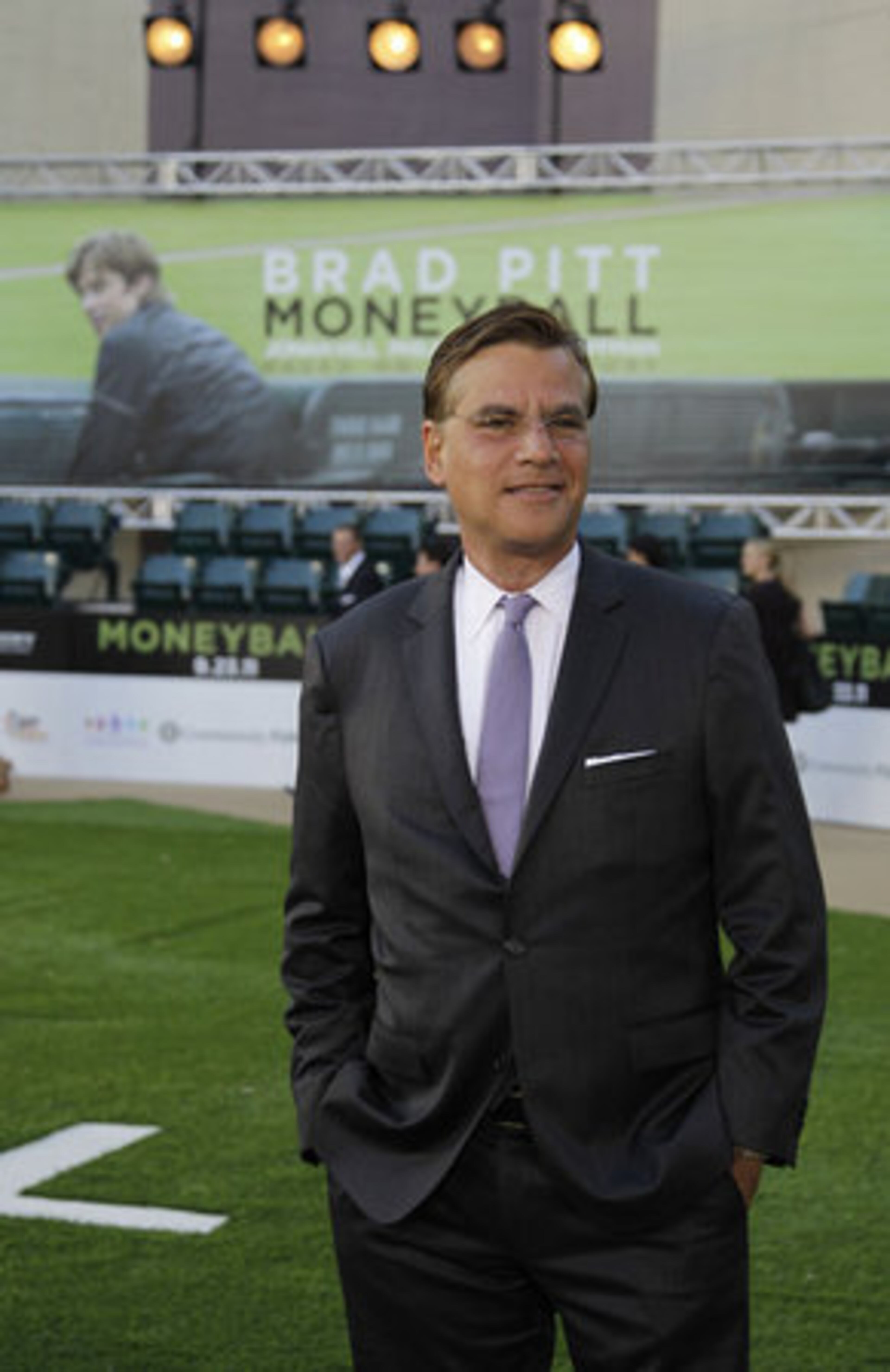 "Moneyball" screenwriter Aaron Sorkin steps out on the "field."