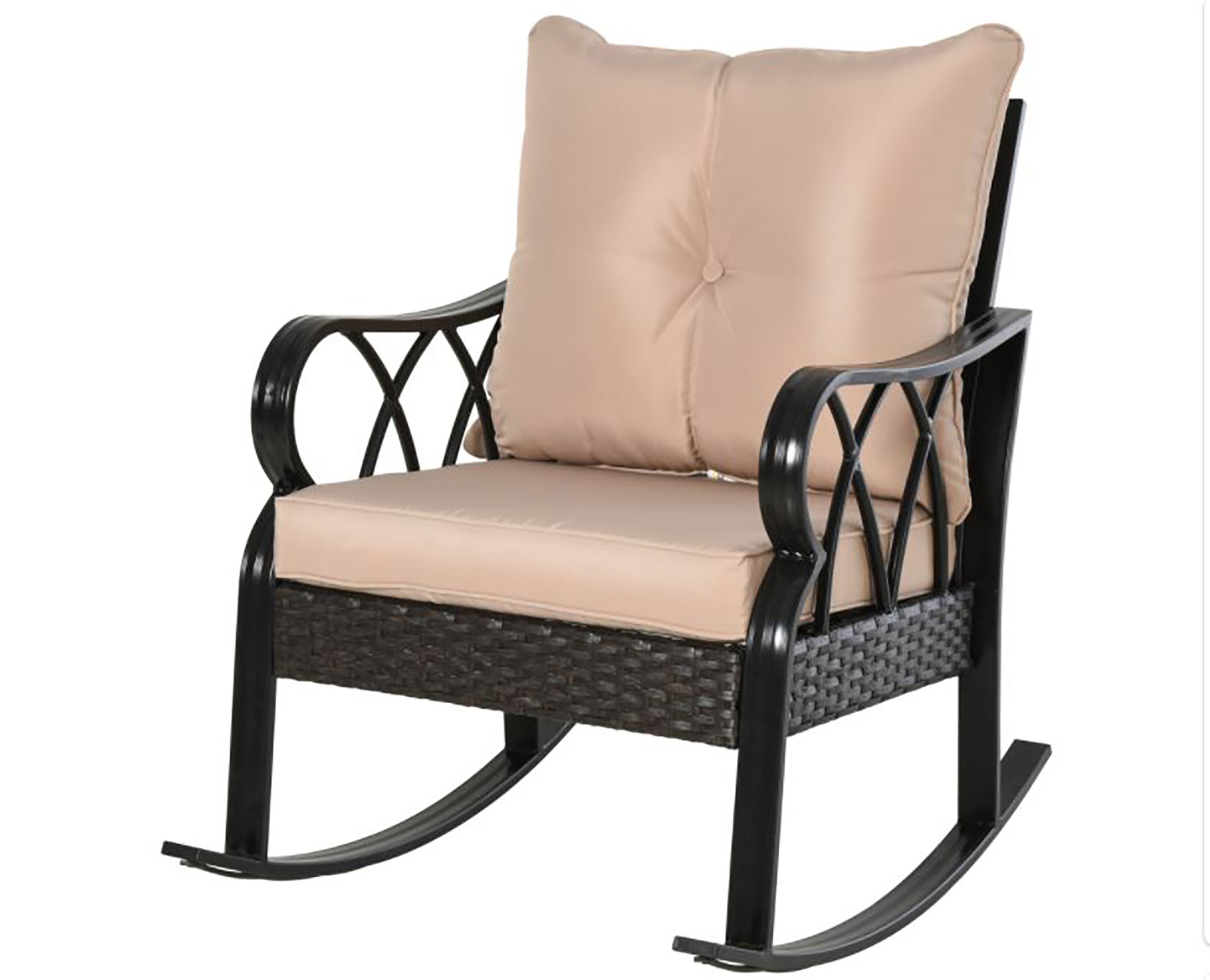 This Outsunny rattan rocking chair is suitable for you to relax indoors or out.
