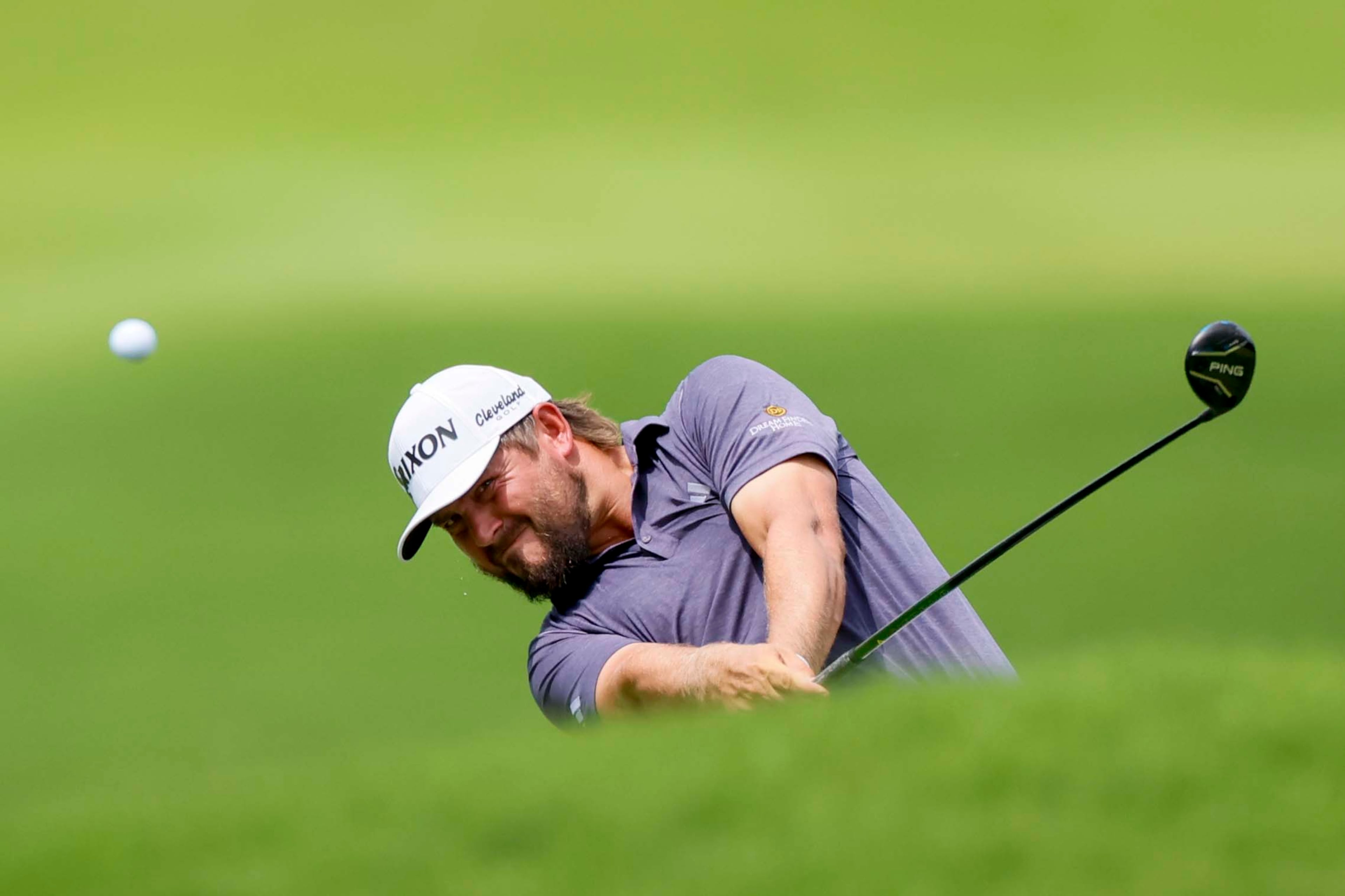 Andrew Novak hits his second shot on the first fairway during the first round of the PGA Tour Championship at East Lake Golf Club on Thursday, Aug. 21, 2025, in Atlanta. (Miguel Martinez/ AJC)