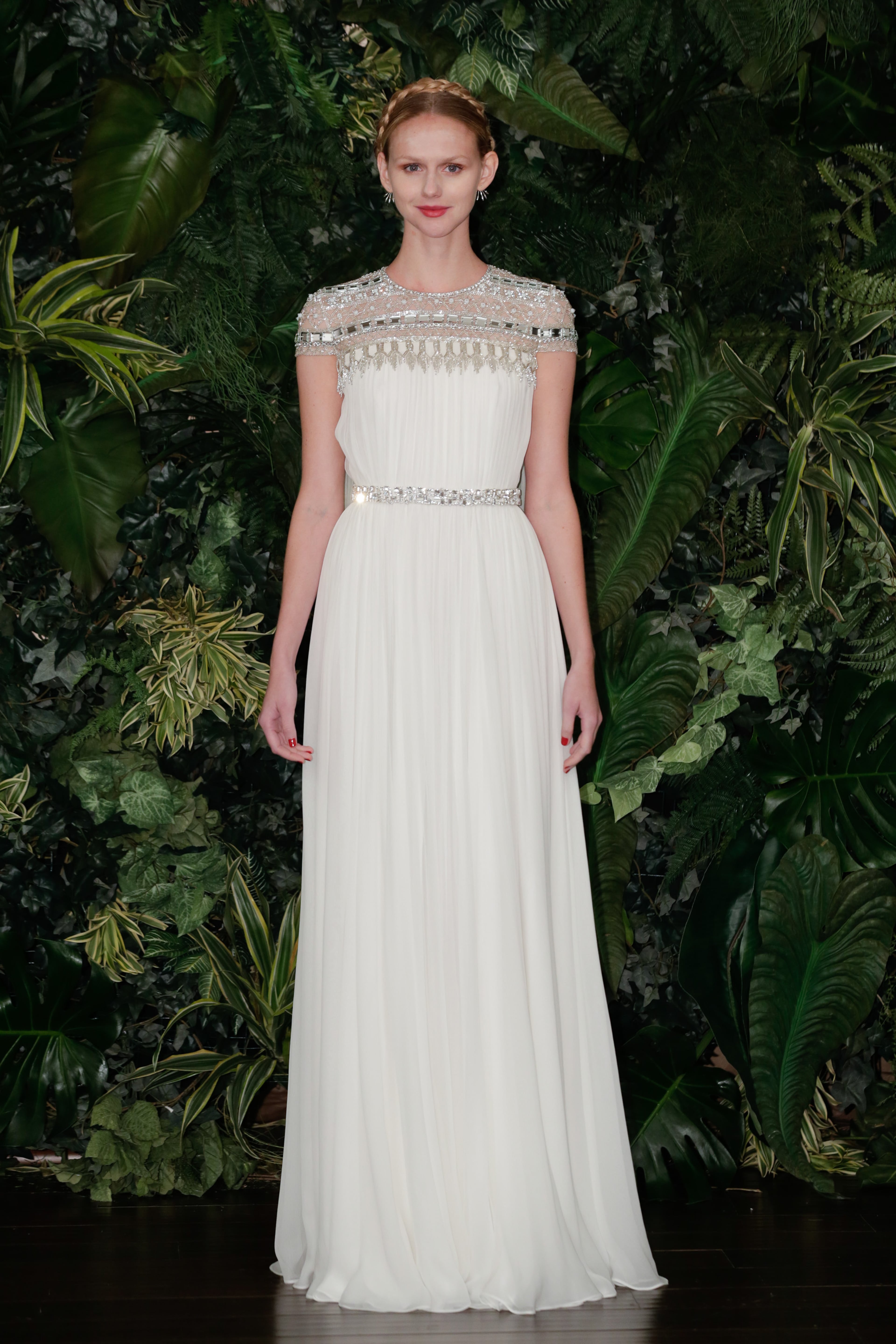 A model poses during the Naeem Khan Fall/Winter 2014 Bridal Collection presentation and reception on Oct. 12, 2013, in New York City.