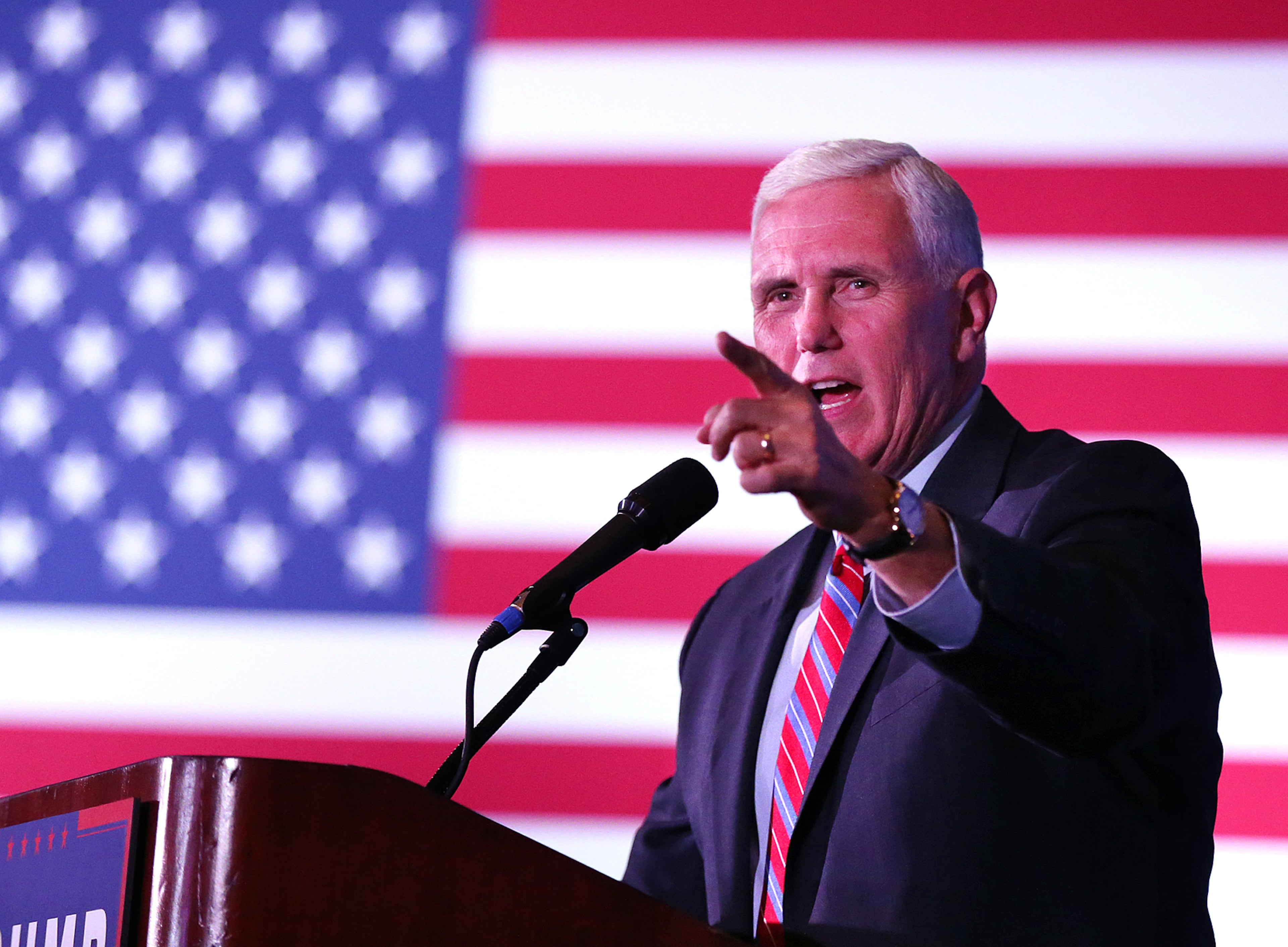 Vice Presidential nominee Mike Pence speaks for GOP presidential candidate Donald Trump on Monday, August 29, 2016, in Marietta. Curtis Compton /ccompton@ajc.com