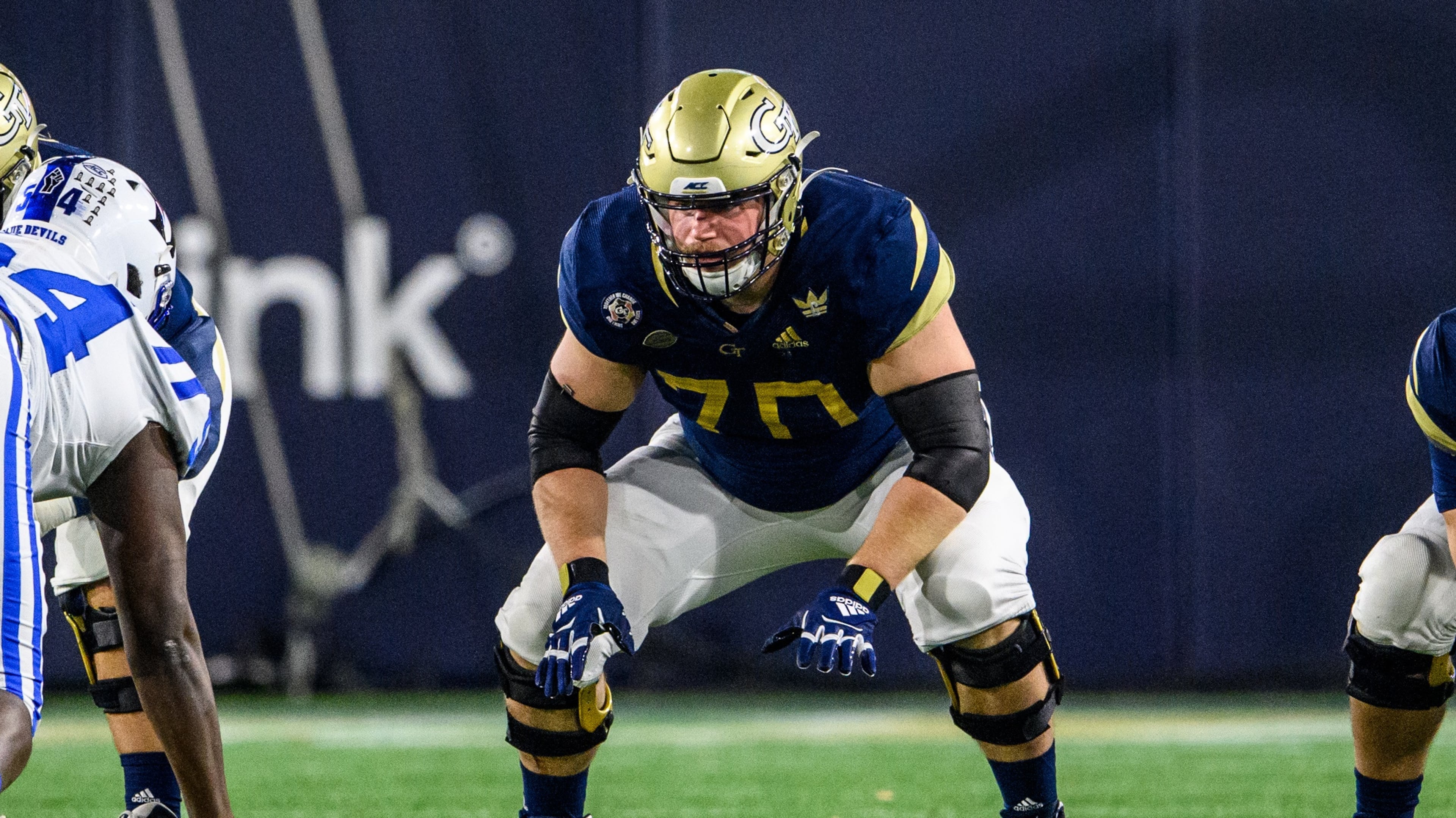 Georgia Tech right guard Ryan Johnson is returning for a fifth college season by taking advantage of the extra year of eligibility granted to fall- and winter-sports athletes by the NCAA. (Danny Karnik/Georgia Tech Athletics)