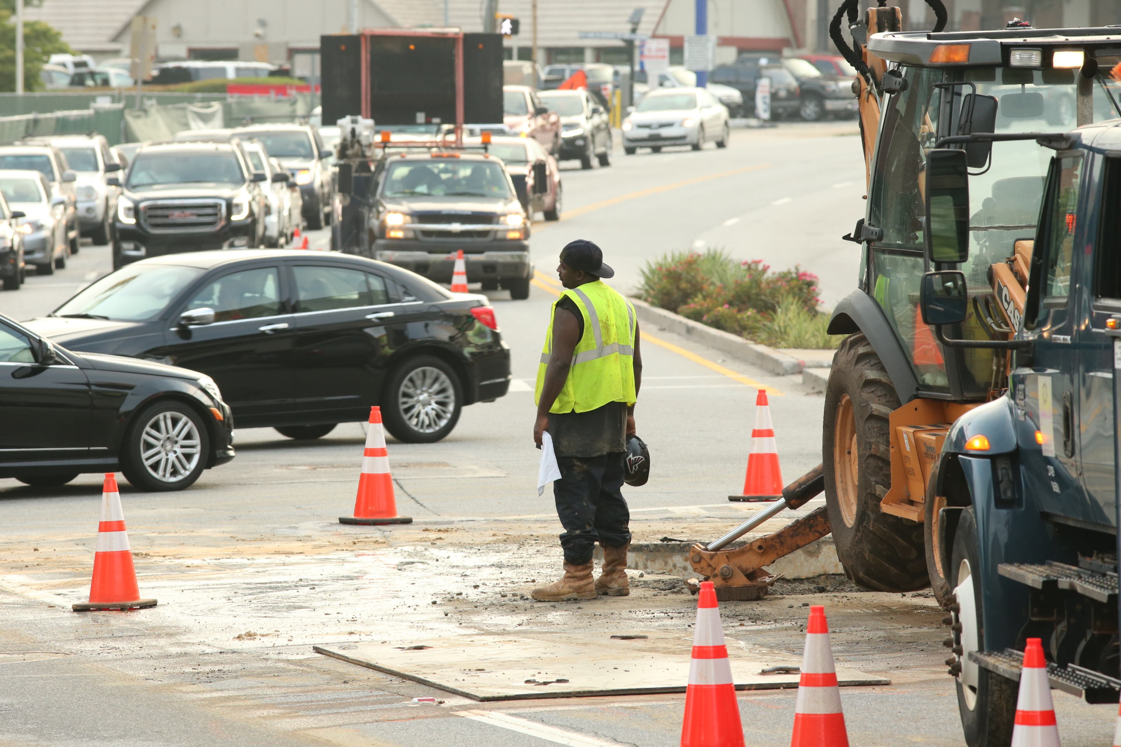 Roadway repaving should begin on Thursday, she said. South of that area, Collier Road was blocked at Peachtree Road because of a utility pole that was leaning over Collier Road near Piedmont Hospital. JOHN SPINK/JSPINK@AJC.COM