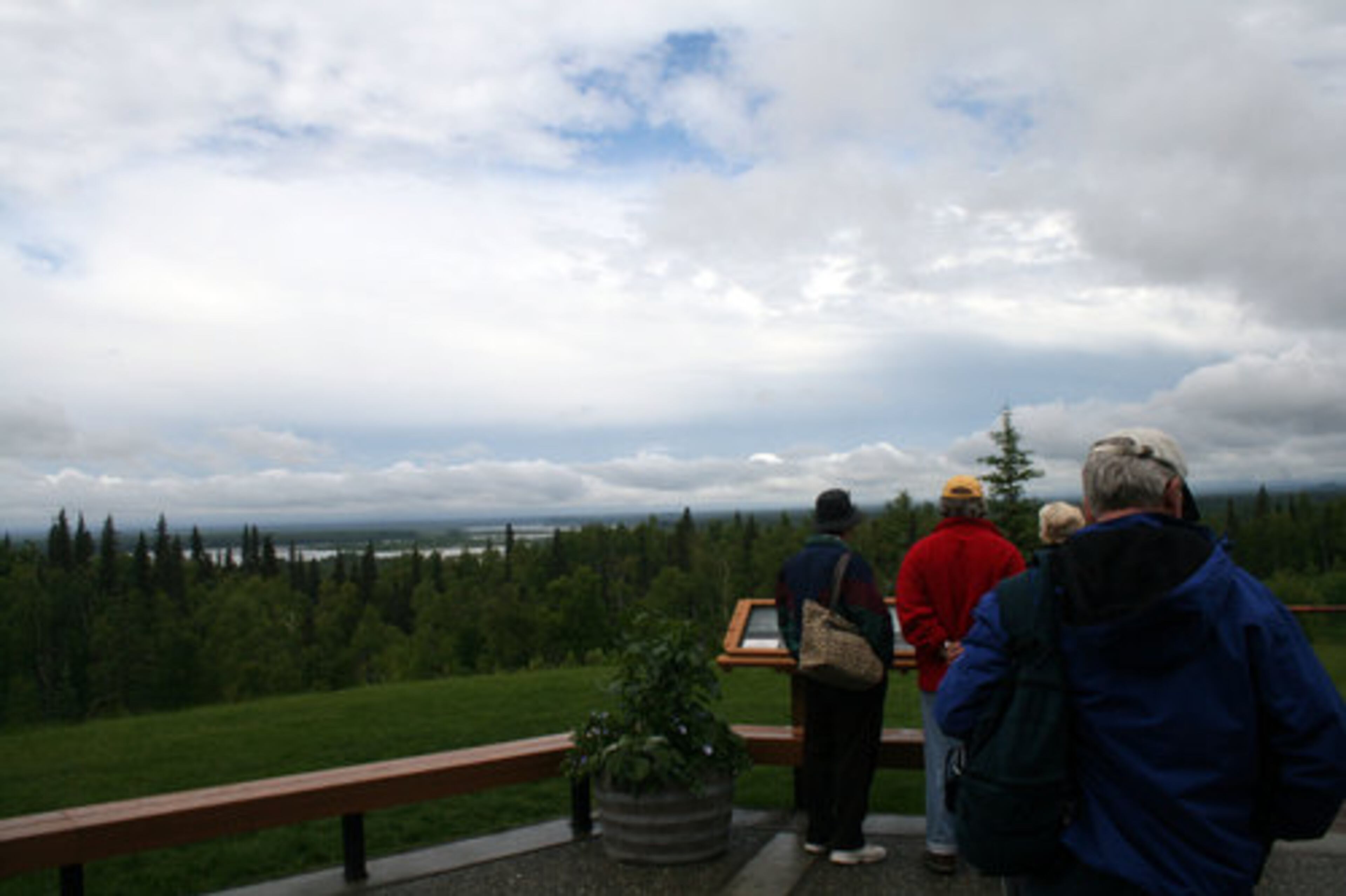 OTHERS GET a view like this one: obscured by clouds, even from the viewing deck at the Talkeetna Alaskan Lodge in Talkeetna, Alaska.