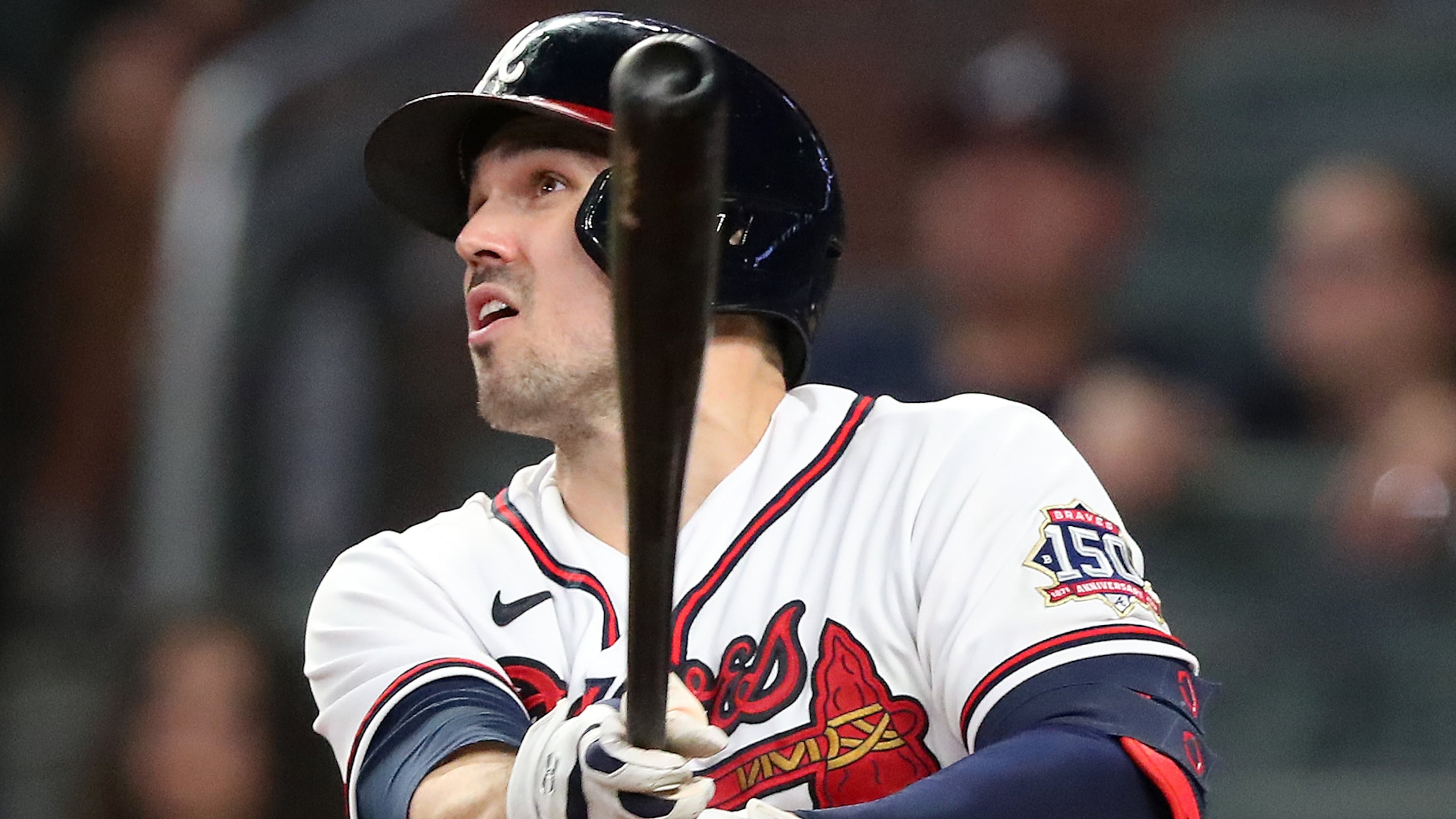 With a two-run homer Tuesday, Sept. 14, 2021, against the Rockies at Truist Park, Braves outfielder Adam Duvall obtained his second career 100-RBI campaign and first since 2016. (Curtis Compton / Curtis.Compton@ajc.com)