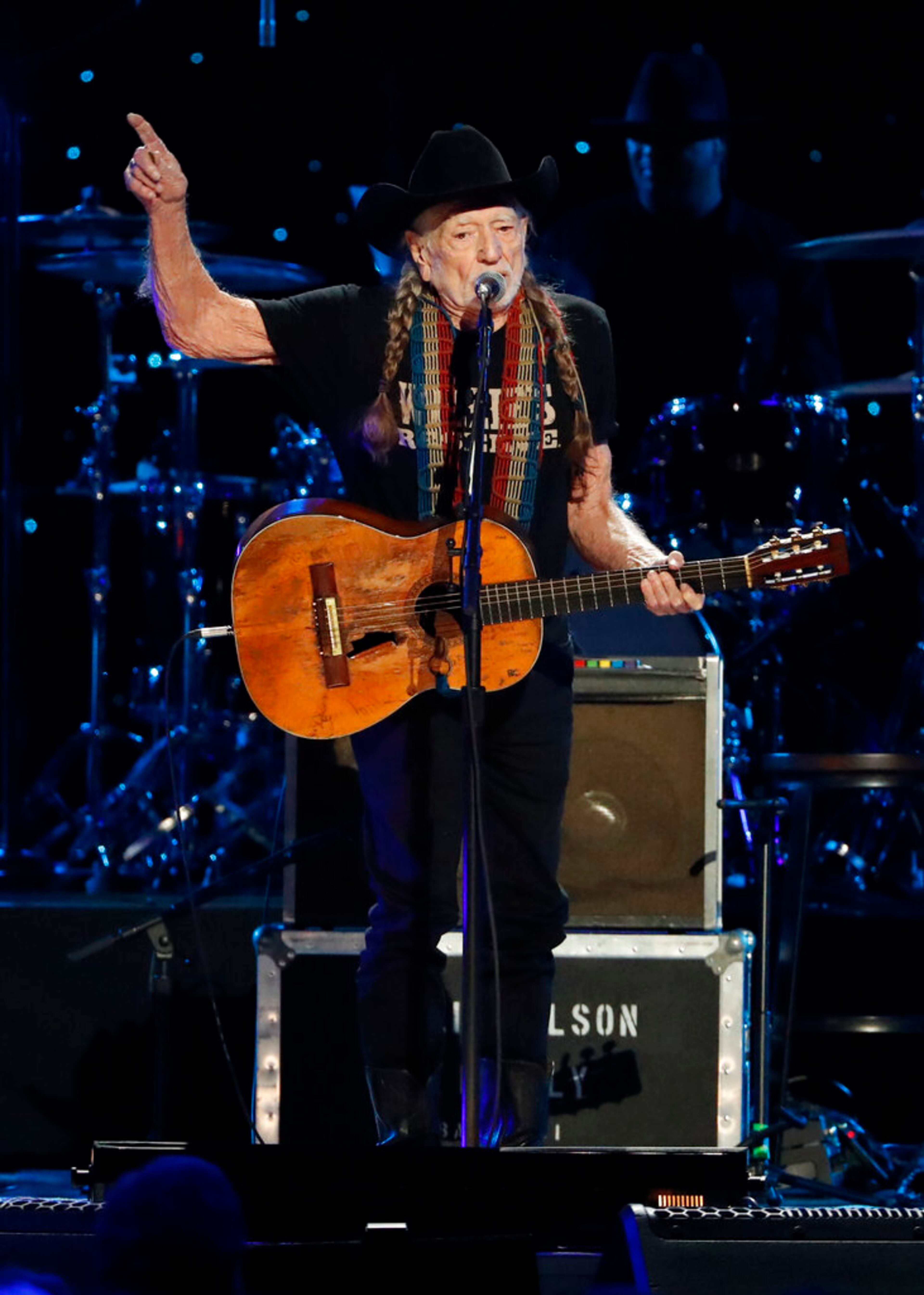 Willie Nelson performs at Willie: Life & Songs Of An American Outlaw at Bridgestone Arena on Saturday, Jan. 12, 2019, in Nashville, Tenn. (Photo by Al Wagner/Invision/AP)