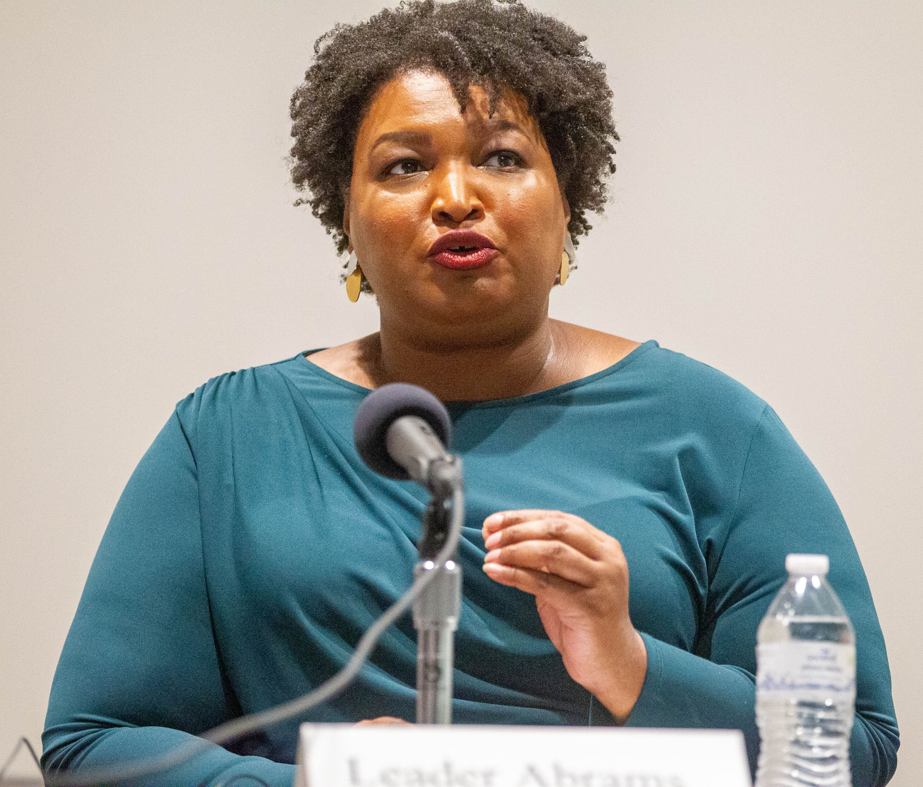Fair Fight Action founder Stacey Abrams talks during a roundtable conversation on the obstacles to voting held at Smyrna Community Center on Sunday, July 18, 2021. (Photo: Steve Schaefer for The Atlanta Journal-Constitution)