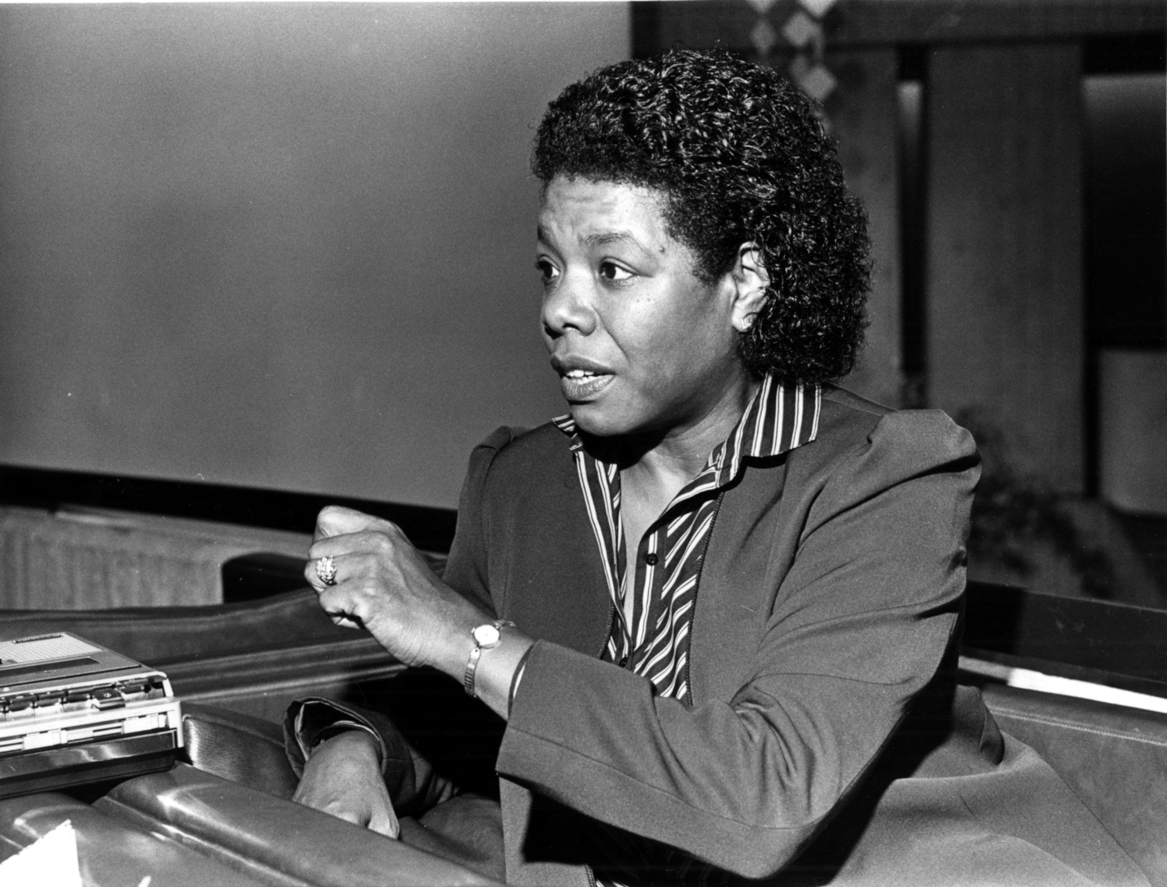 Maya Angelou at an interview with the AJC's Leonard Teel on October 26, 1981. (Dwight Ross Jr/AJC staff)