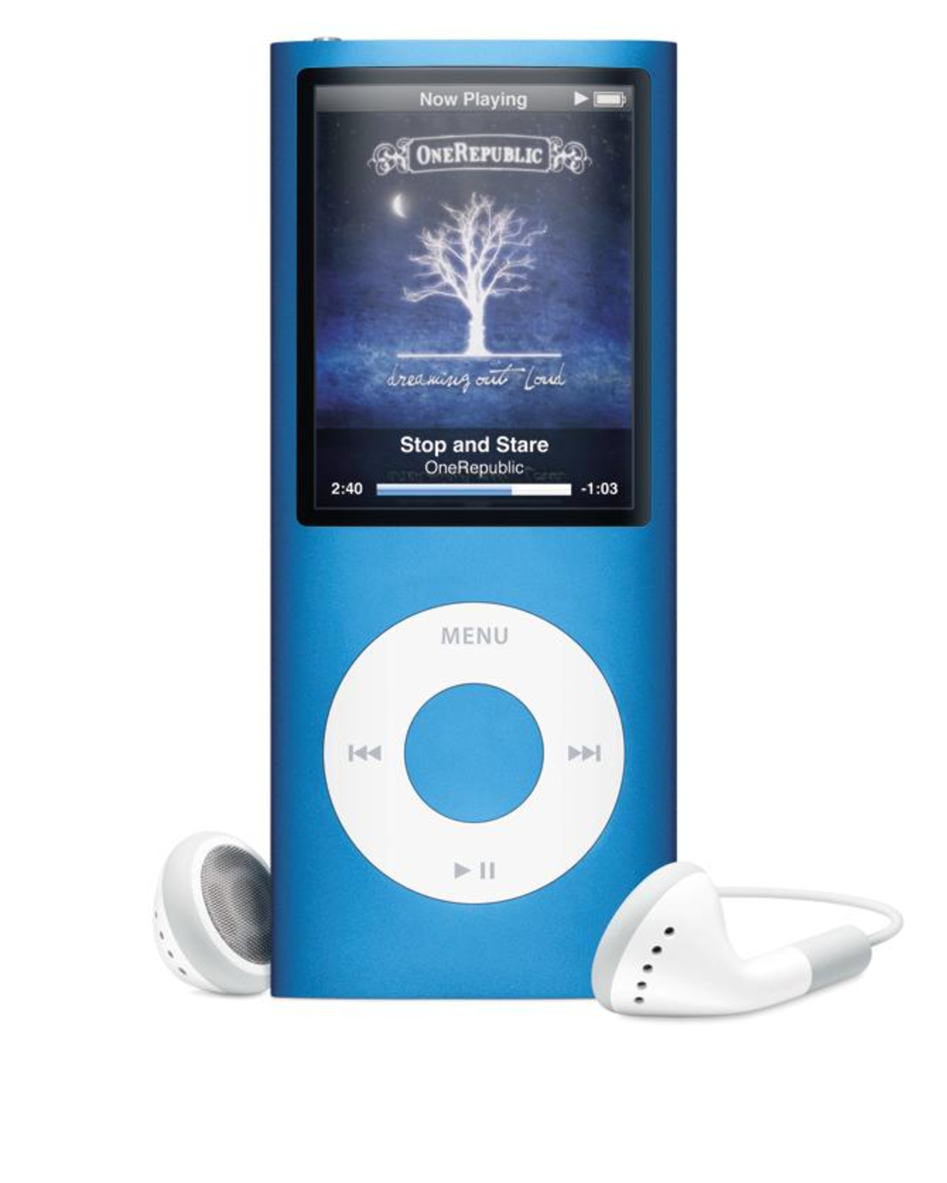 This undated photo shows the iPod Nano Blue. (From Macintosh press room)