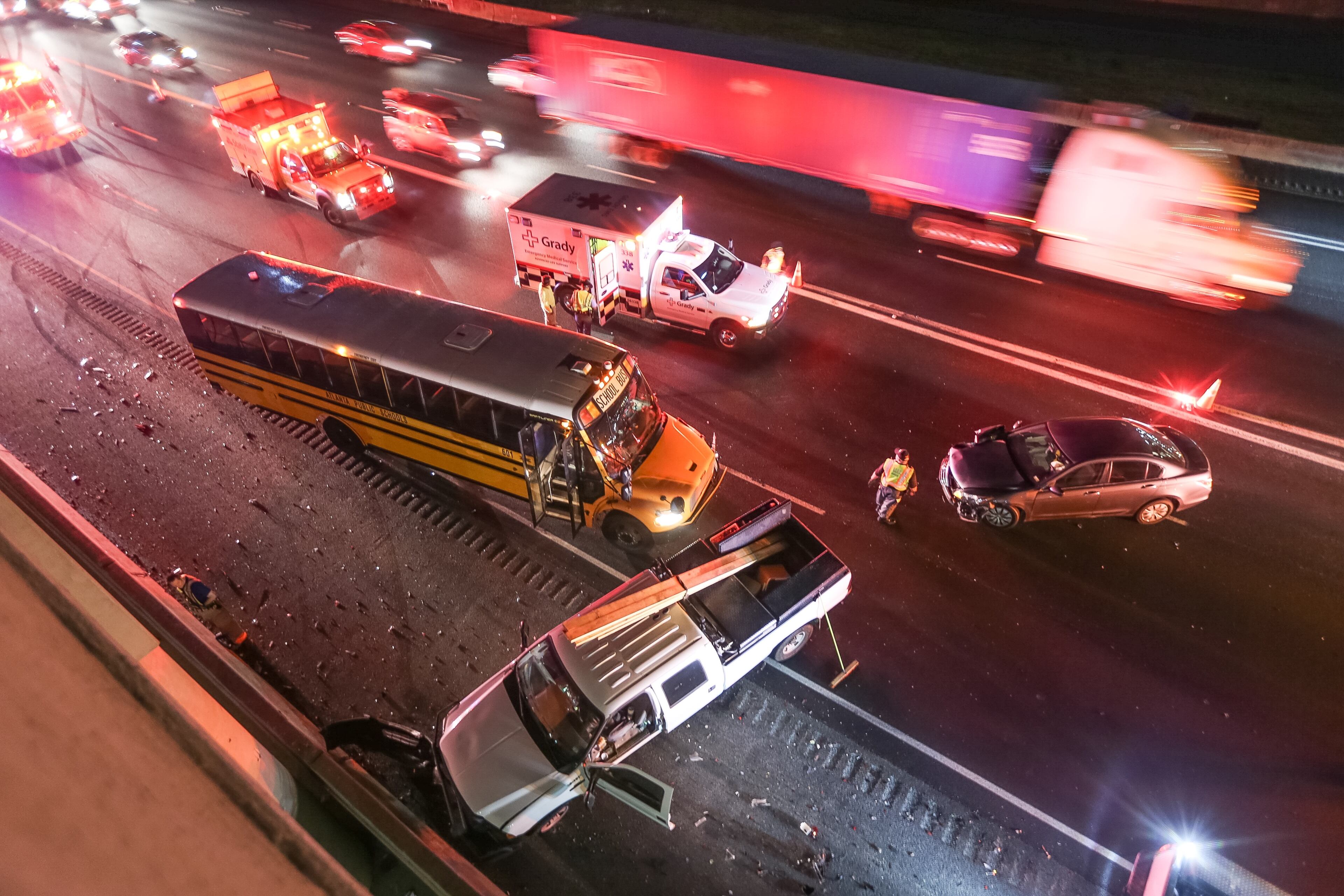 There were no children on the bus at the time of Tuesday morning’s crash, and the bus driver was not injured. JOHN SPINK / JSPINK@AJC.COM