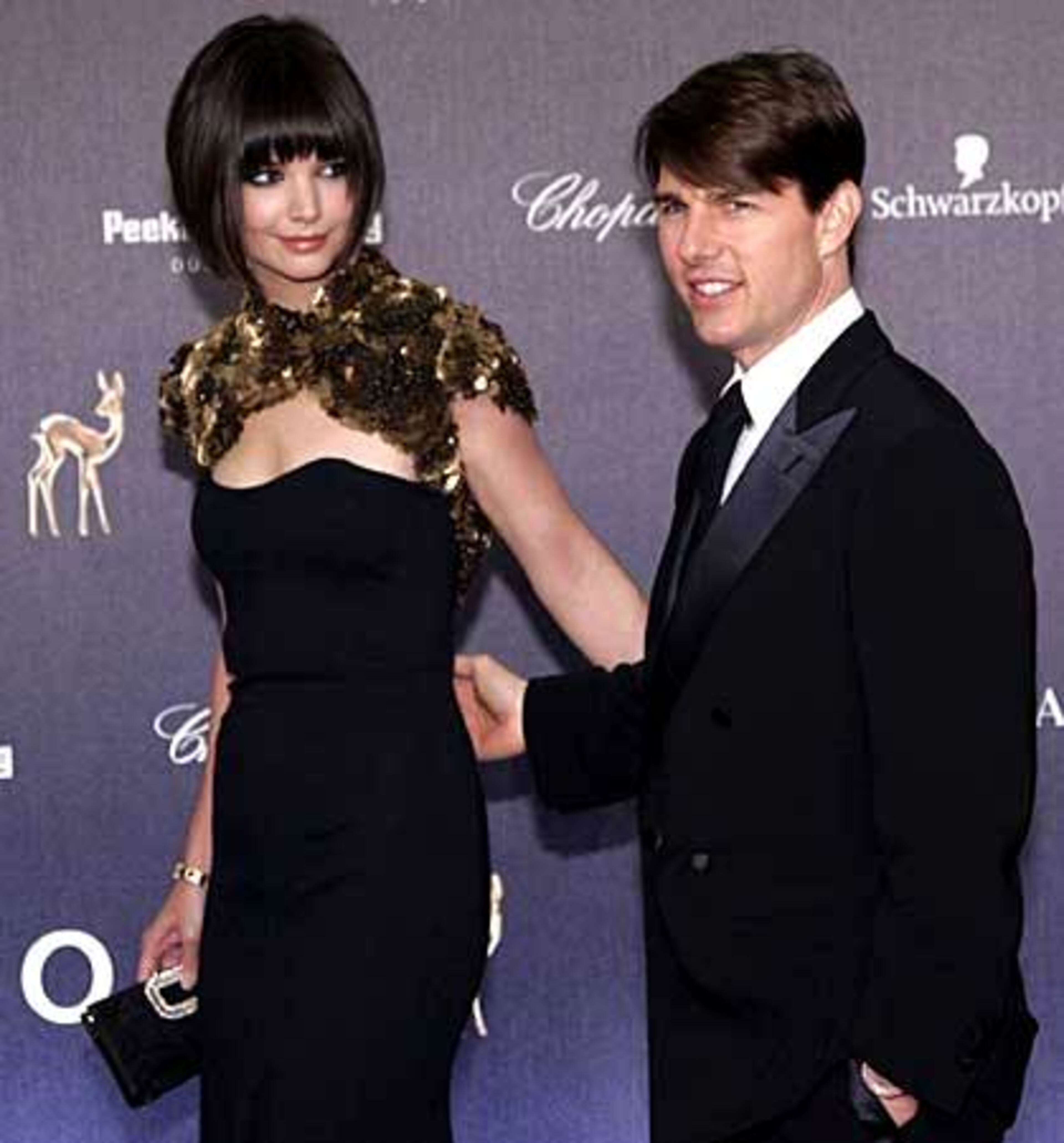 Actor Tom Cruise and his actress wife, Katie Holmes, pose on the red carpet. Cruise won the 'Courage' Bambi for his new film "Valkyrie," which details the failed Operation Valkyrie plot to kill Adolf Hitler.