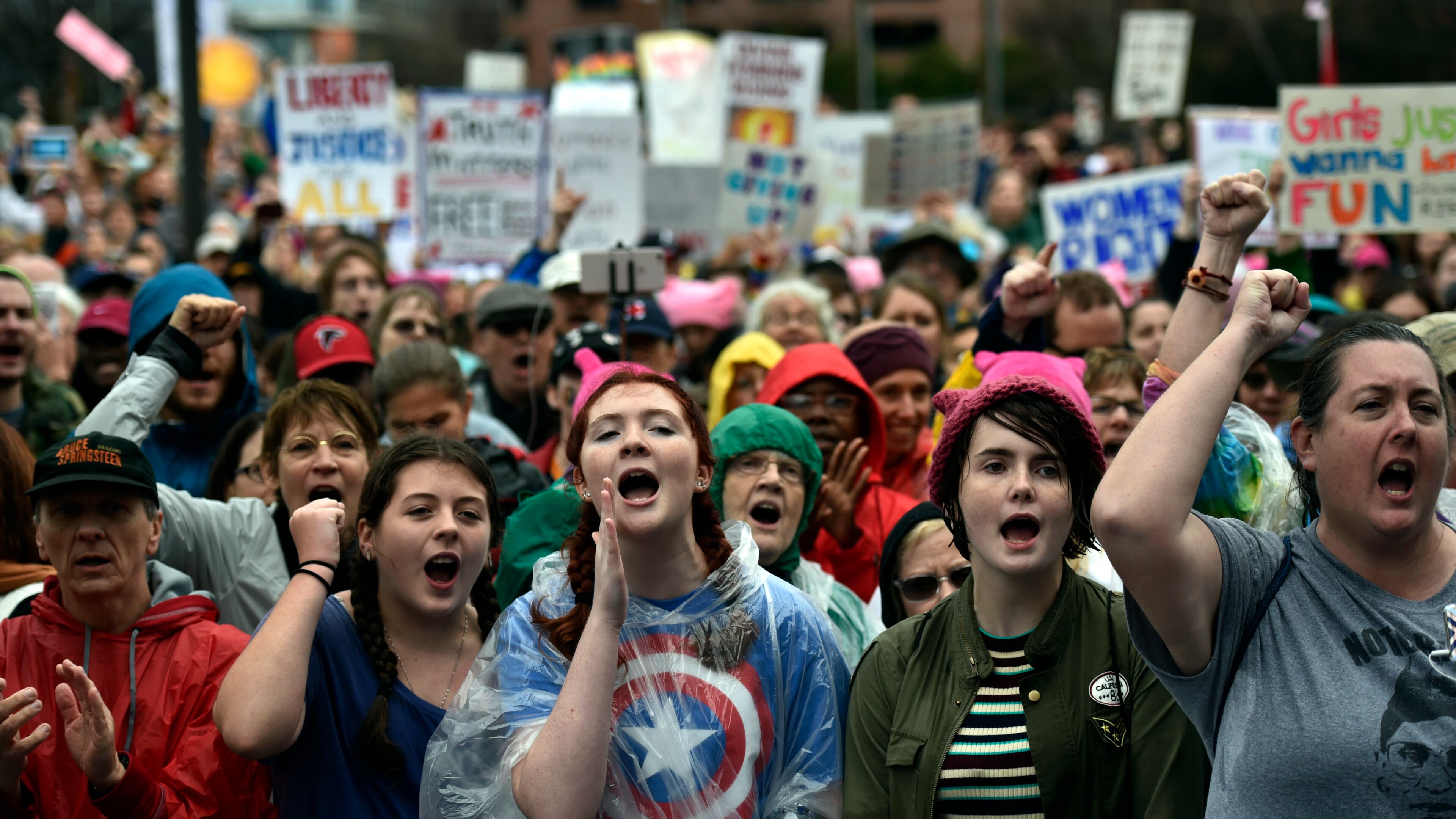 Marchers take to the of Atlanta on Jan. 21. David Barnes, david.barnes@ajc.com