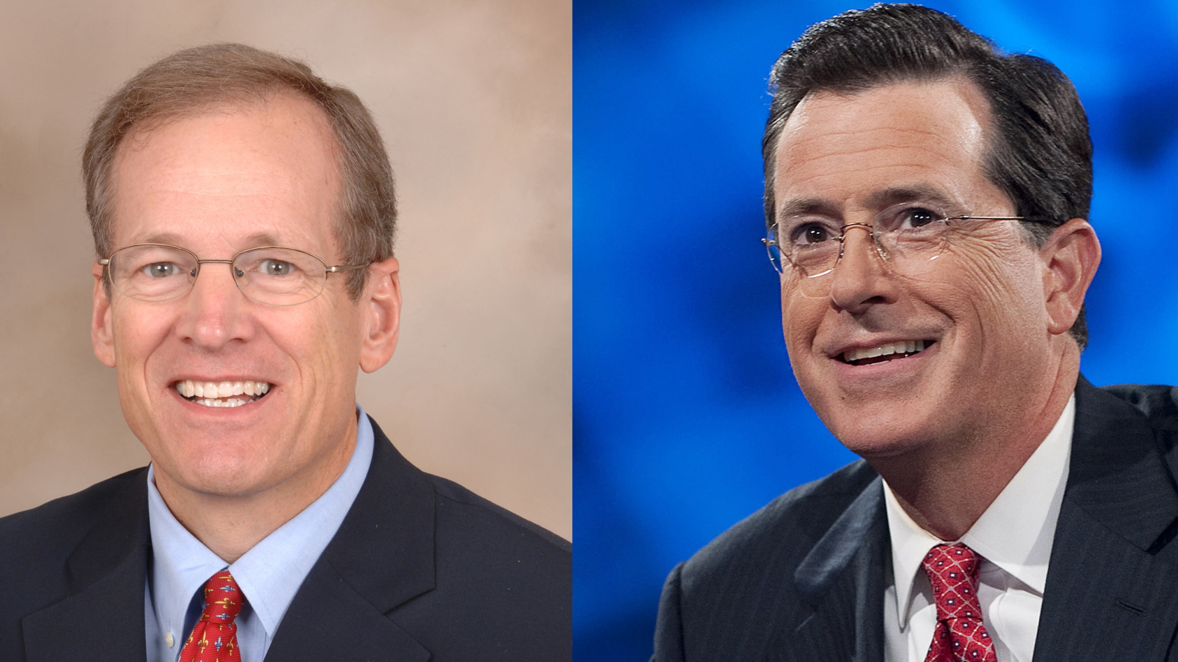 Jack Kingston (R-Georgia) and Stephen Colbert yukked it up on "The Colbert Report" episode Tuesday night. CREDITS: publicity photo/Comedy Central