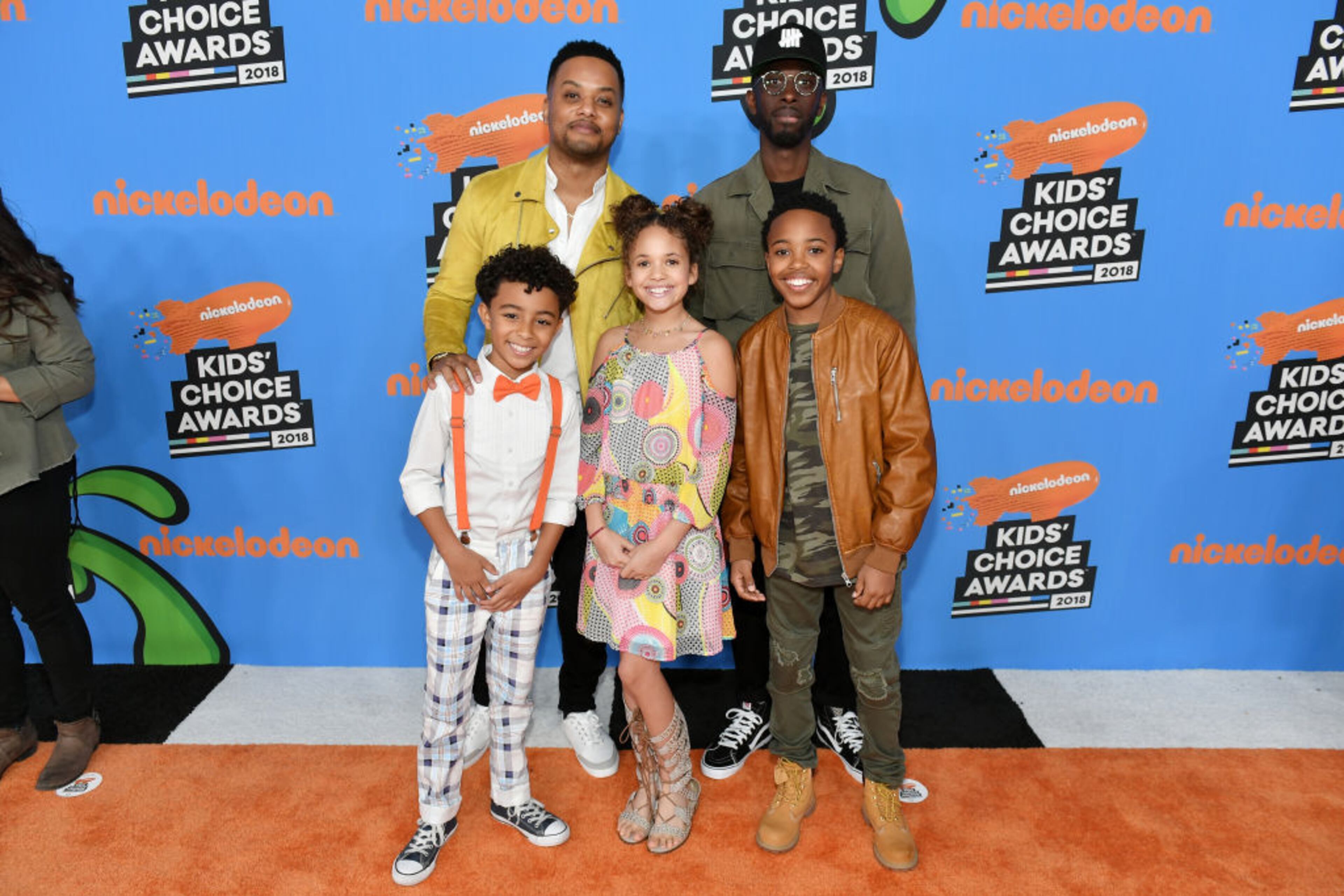 INGLEWOOD, CA - MARCH 24: (Back, L-R) Ron G., Ishmel Sahid, (front L-R) Micah Abbey, Scarlet Spencer, and Dallas Young attend Nickelodeon's 2018 Kids' Choice Awards at The Forum on March 24, 2018 in Inglewood, California. (Photo by Neilson Barnard/Getty Images)