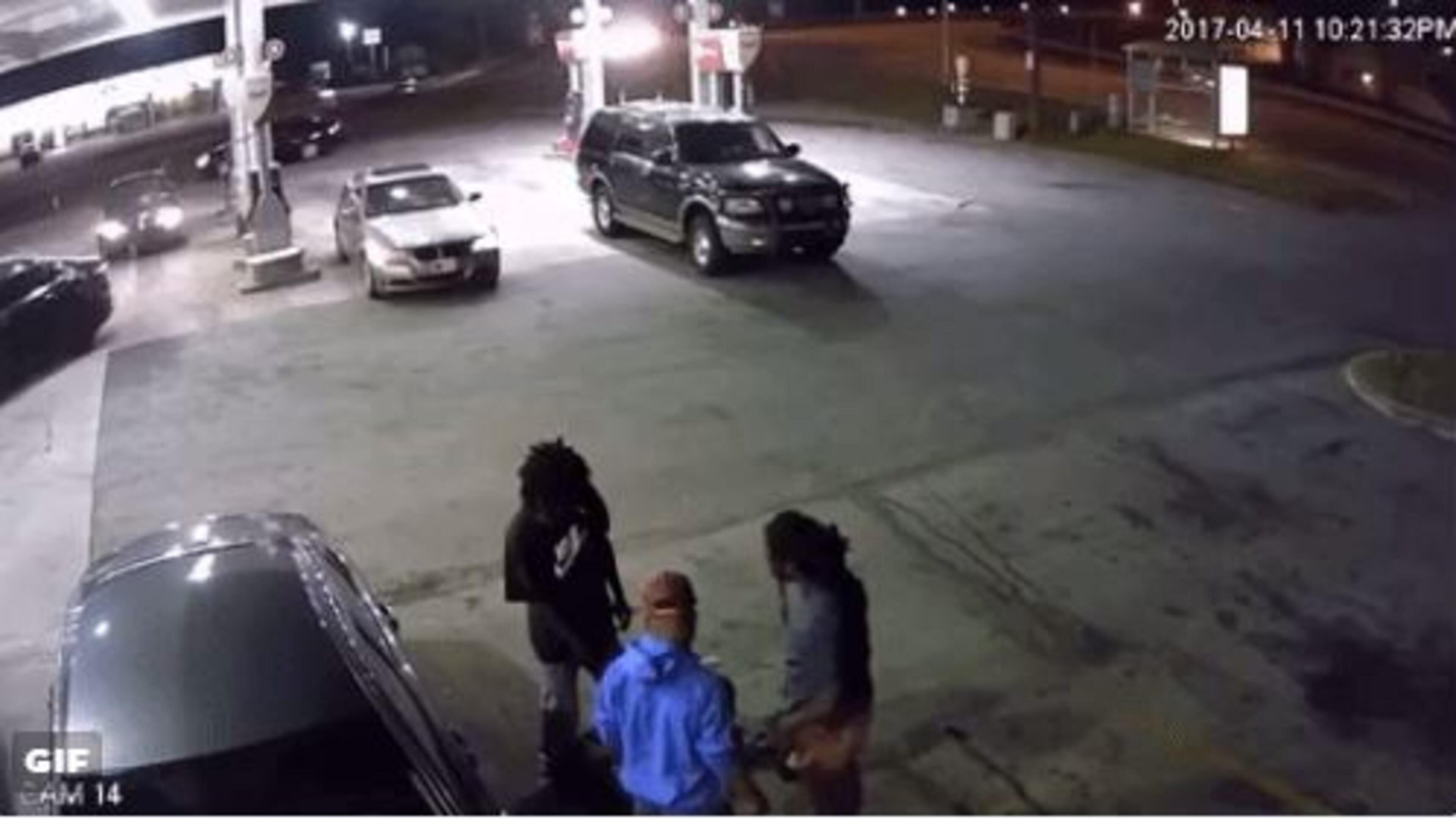 An apparent robbery was caught on camera outside a DeKalb County gas station. (Credit: Channel 2 Action News)