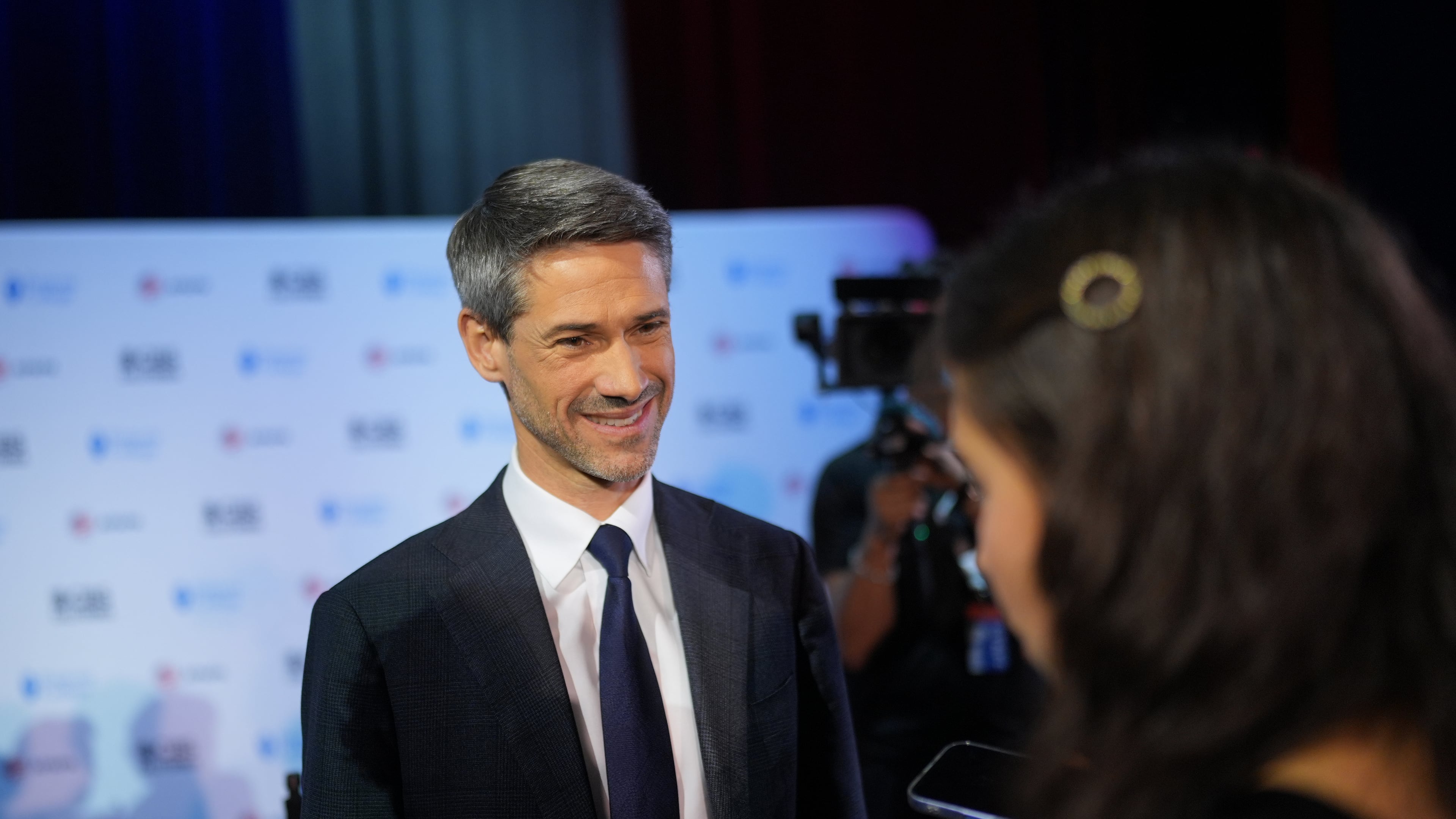 Matt Mahan speaks with members of the media following a California gubernatorial debate hosted by CBS LA at Pomona College in Claremont, Calif., Tuesday, April 28, 2026. (AP Photo/Jae C. Hong)