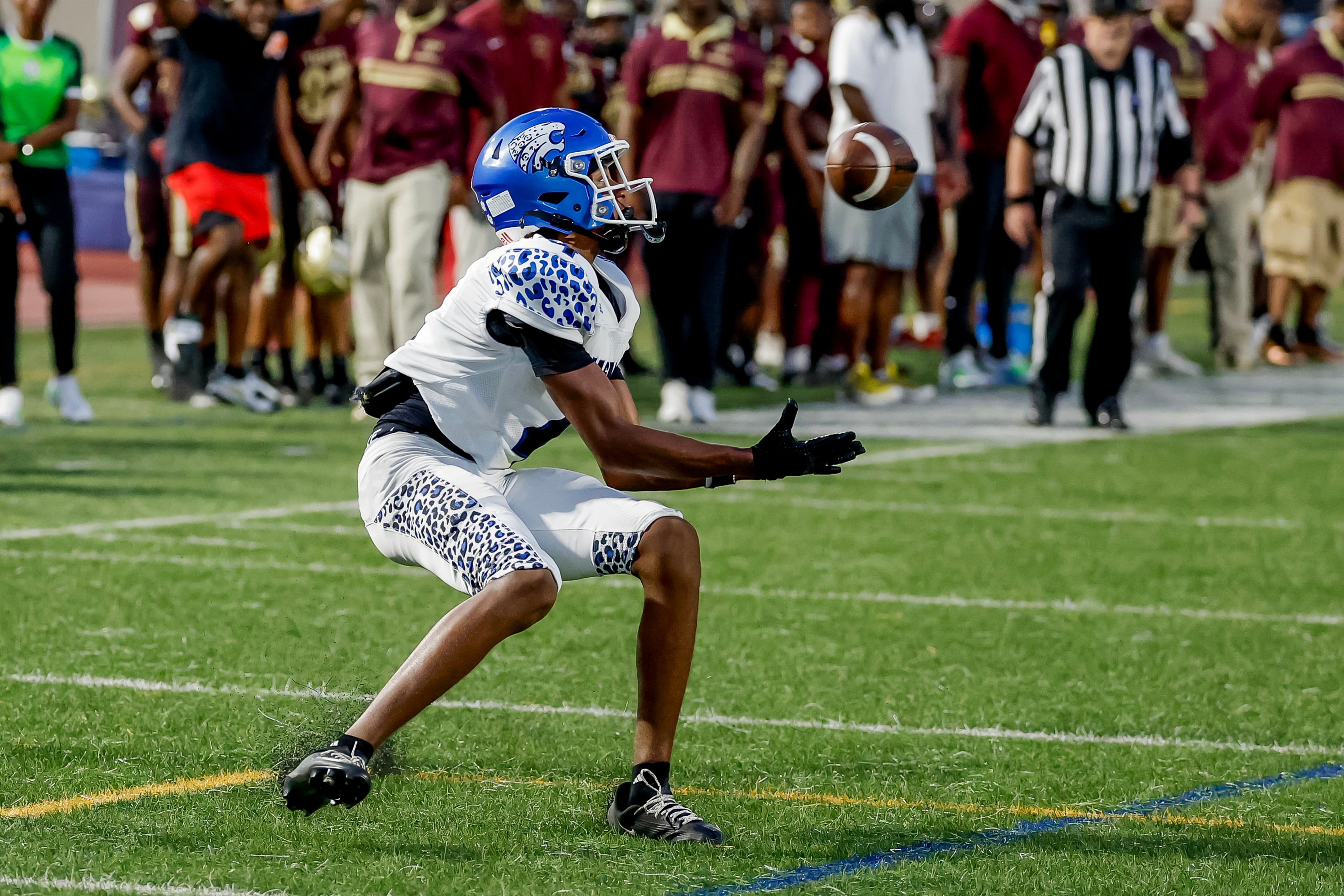 Stephenson wide receiver Micheal Miller makes a touchdown reception against Tucker at Hallford Stadium on Friday, Sept. 4, 2026, in Clarkston. (Erik S. Lesser for the AJC)