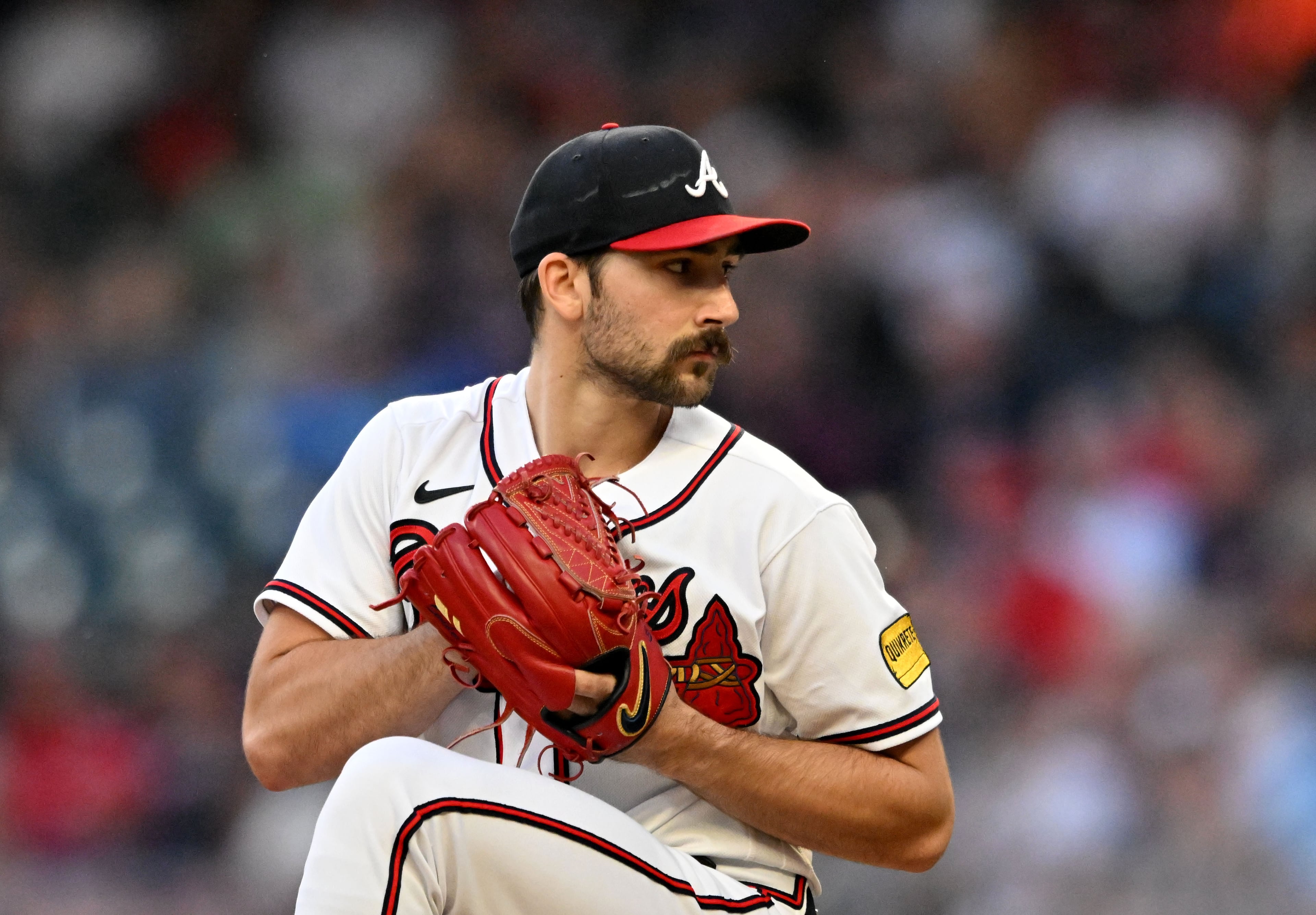 Atlanta Braves' starting pitcher Spencer Strider (99) throws a pitch against the Philadelphia Phillies during the first inning at Truist Park, Tuesday, September 19, 2023, in Atlanta. (Hyosub Shin / Hyosub.Shin@ajc.com)