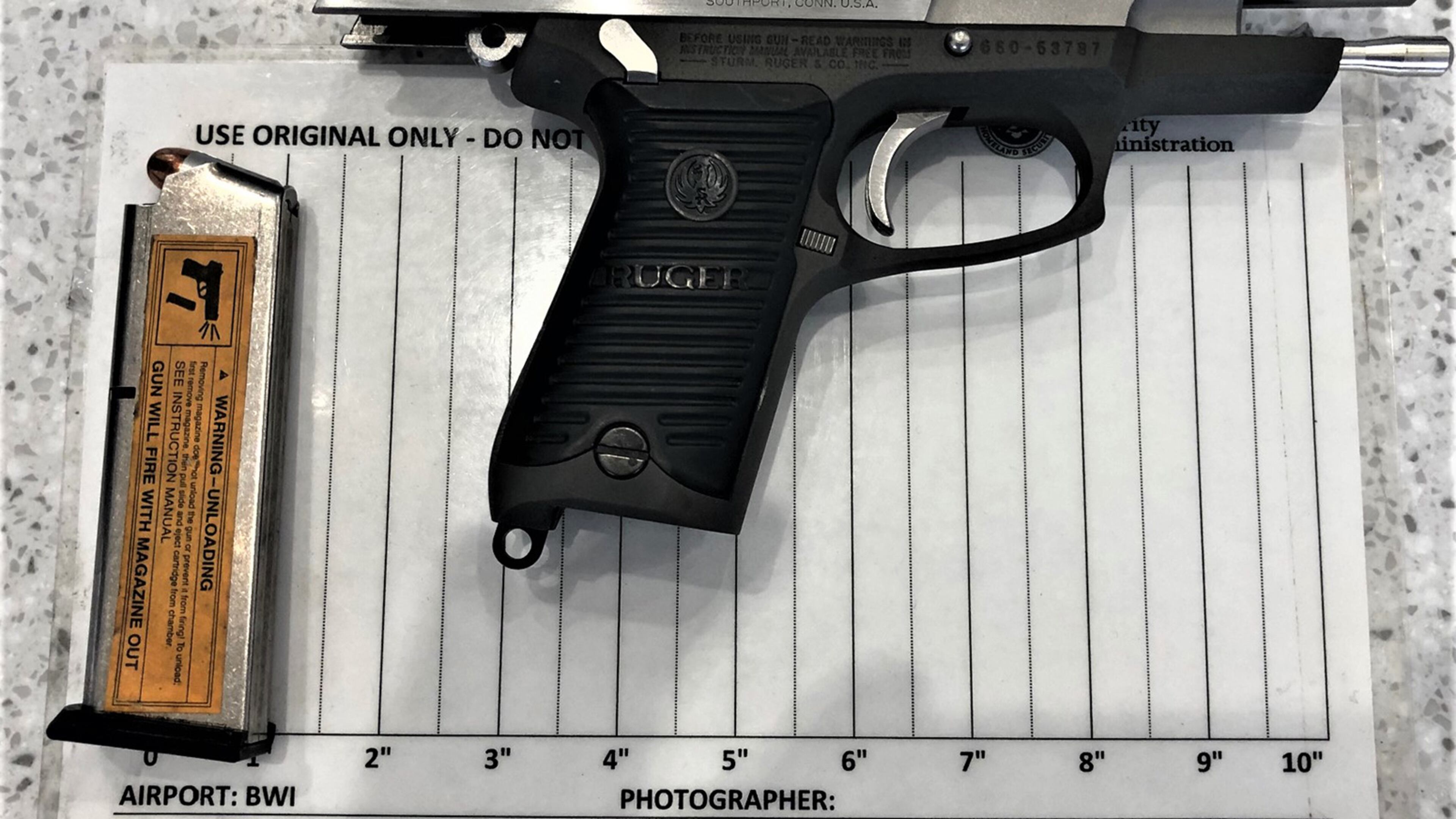 Far fewer people are flying during the COVID-19 pandemic, but those who are seem more likely to try to bring firearms on the plane: The rate of passengers carrying guns through U.S. airport security tripled in July compared with the same month in 2020. This handgun was discovered in the carry-on bag of a passenger boarding a flight at the Baltimore-Washington International Airport. (Photo courtesy of TSA/TNS)