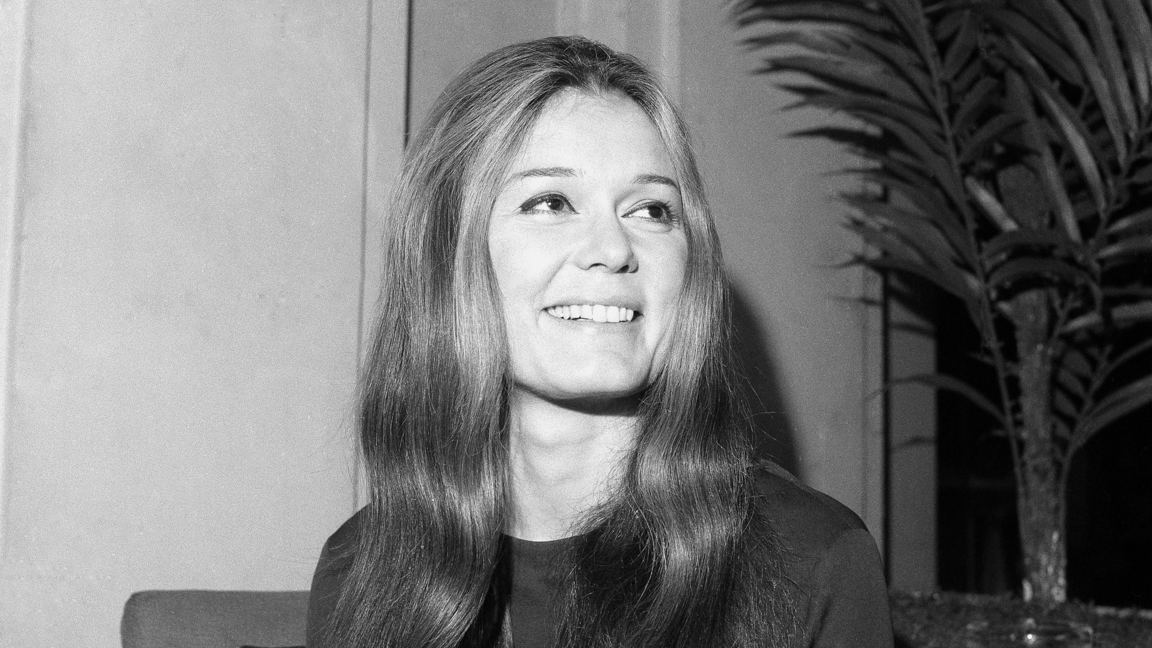 FILE - Feminist Gloria Steinem appears in New York on Feb. 17, 1970. (AP Photo/Anthony Camerano, File)