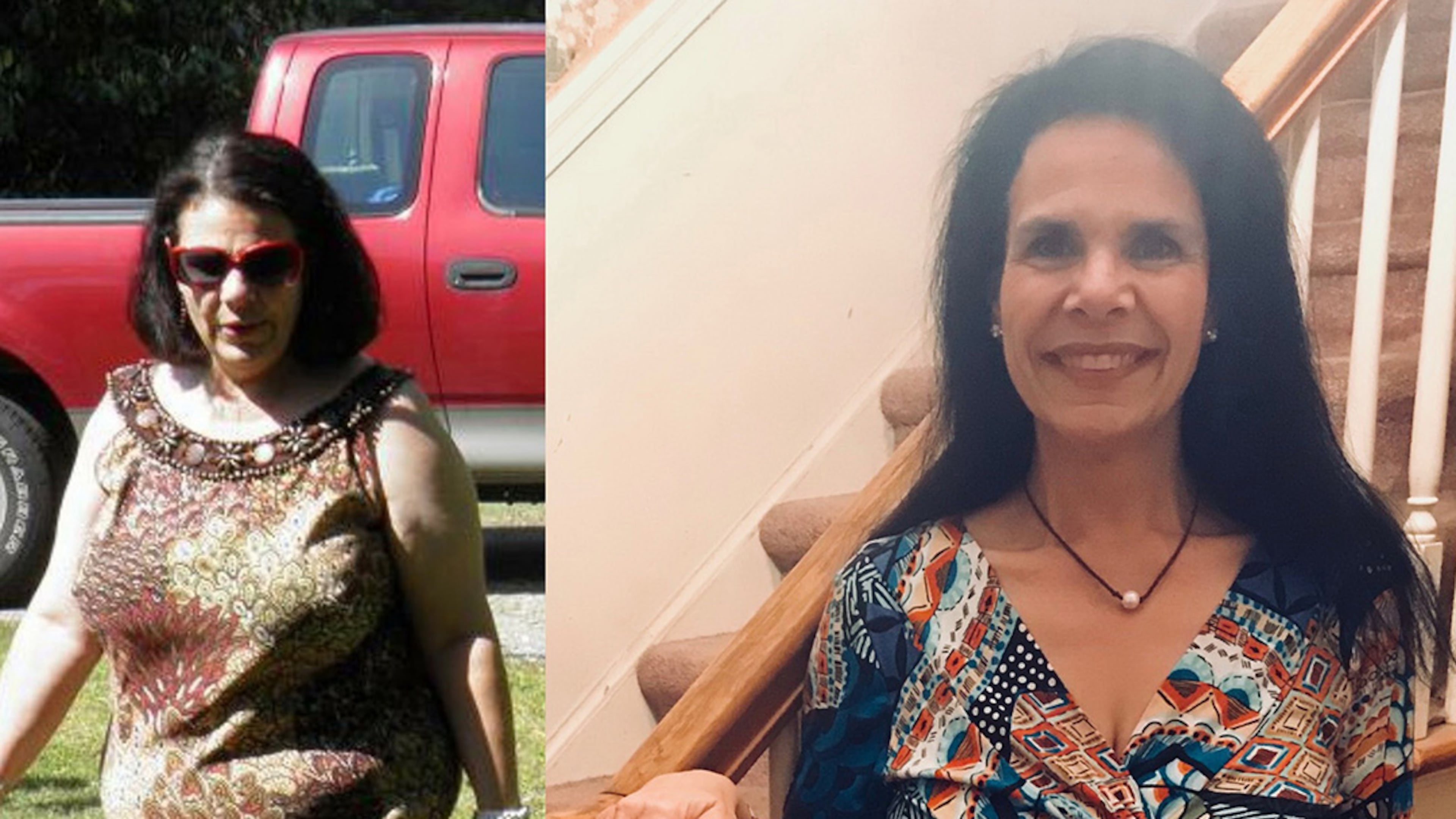 In the photo on the left, taken in 2012, Karen Ethridge weighed 230 pounds. In the photo on the right, taken on New Year’s Eve, she weighed 141 pounds. (All photos contributed by Karen Ethridge)