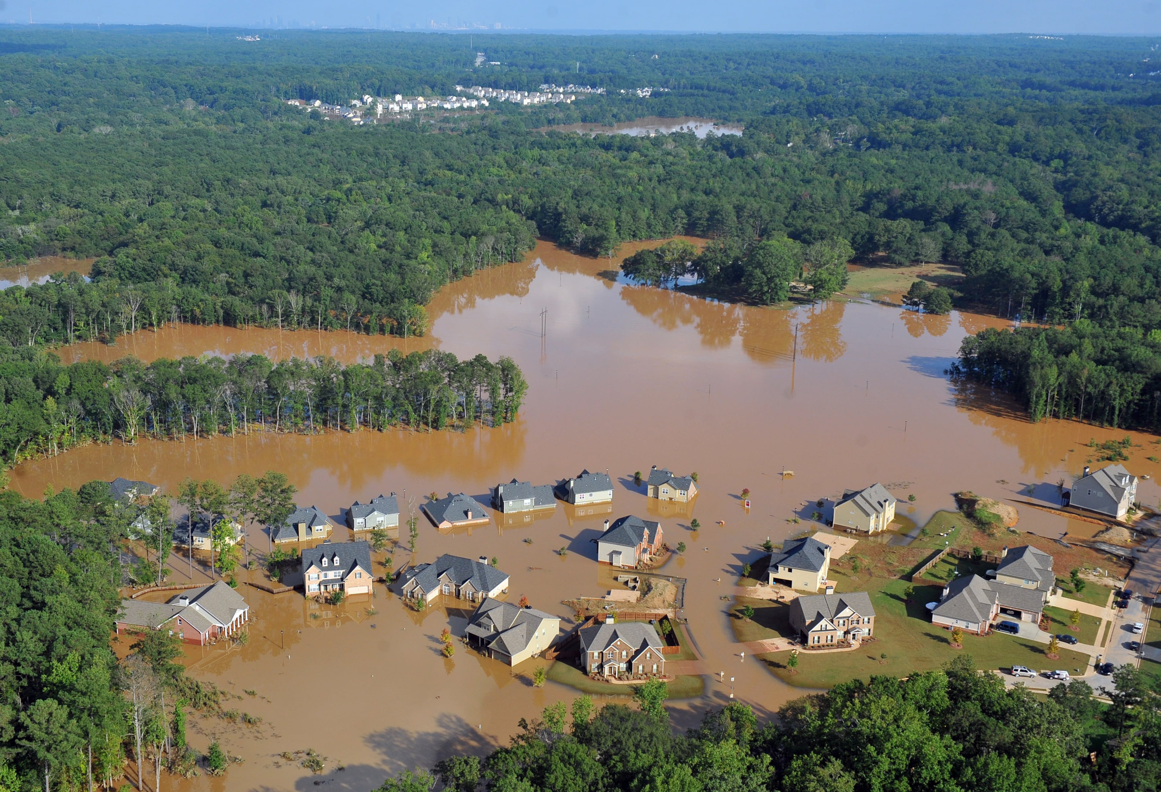 Flooded subdivision in Cobb County near Austell September 22, 2009 . Brant Sanderlin, bsanderlin@ajc.com