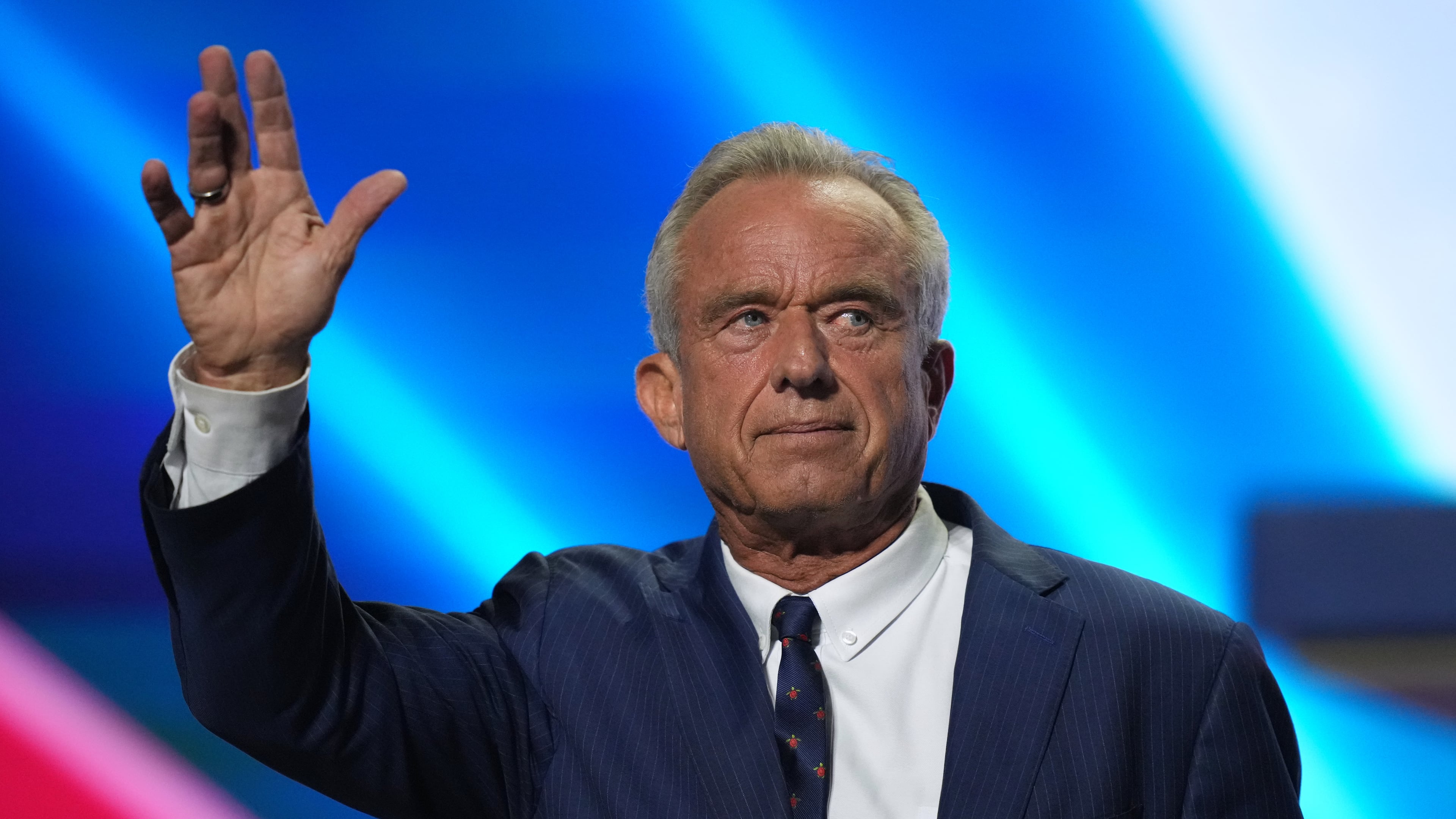 Health and Human Services Secretary Robert F. Kennedy Jr. waves after speaking at the Republican convention Thursday, Sept. 10, 2026, in Dallas. (AP Photo/Alex Brandon)
