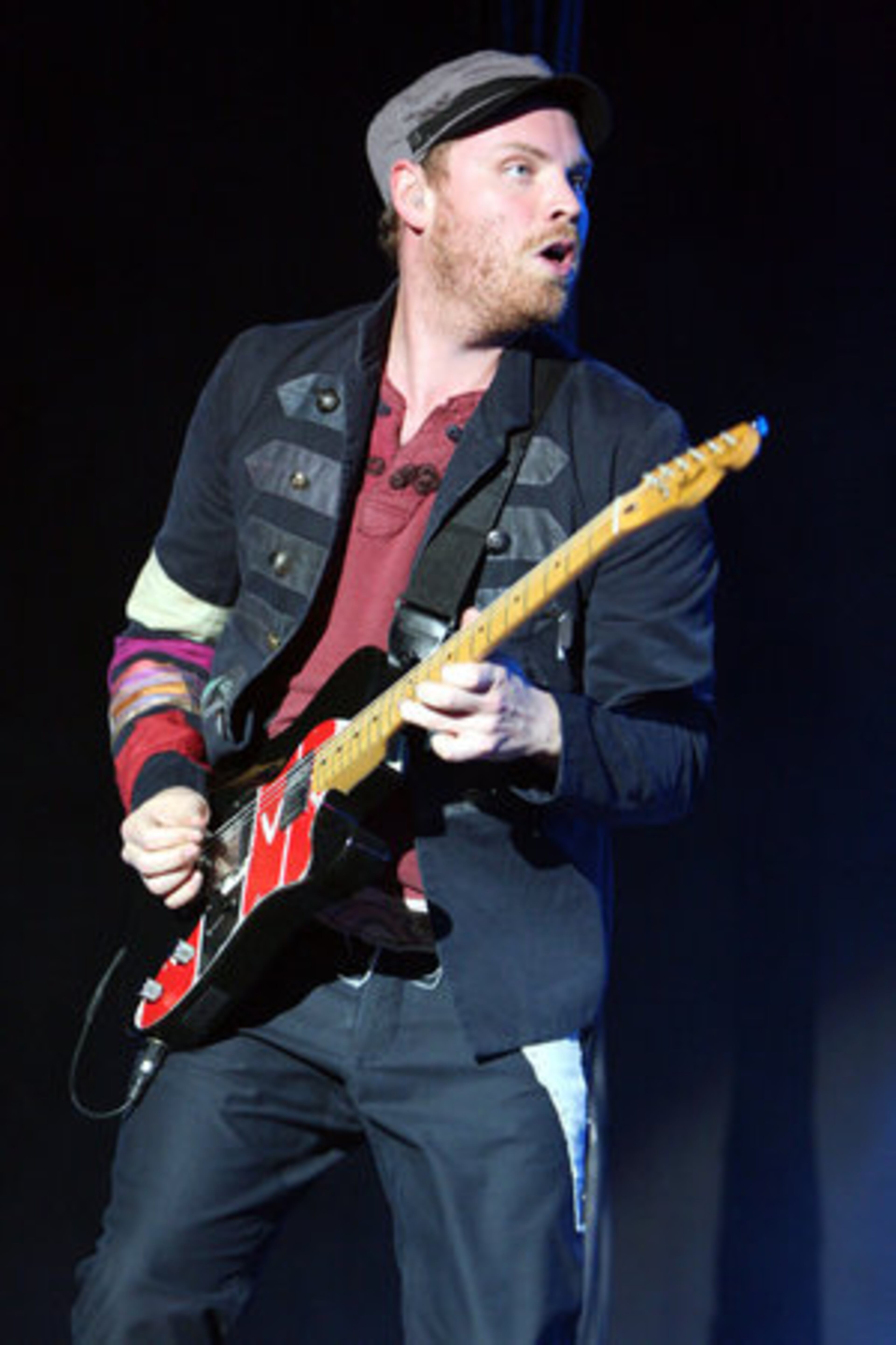 Coldplay guitarist Jonny Buckland plays "Viva la Vida," which hit No. 1 in the United States and the United Kingdom and won a Grammy for Song of the Year.