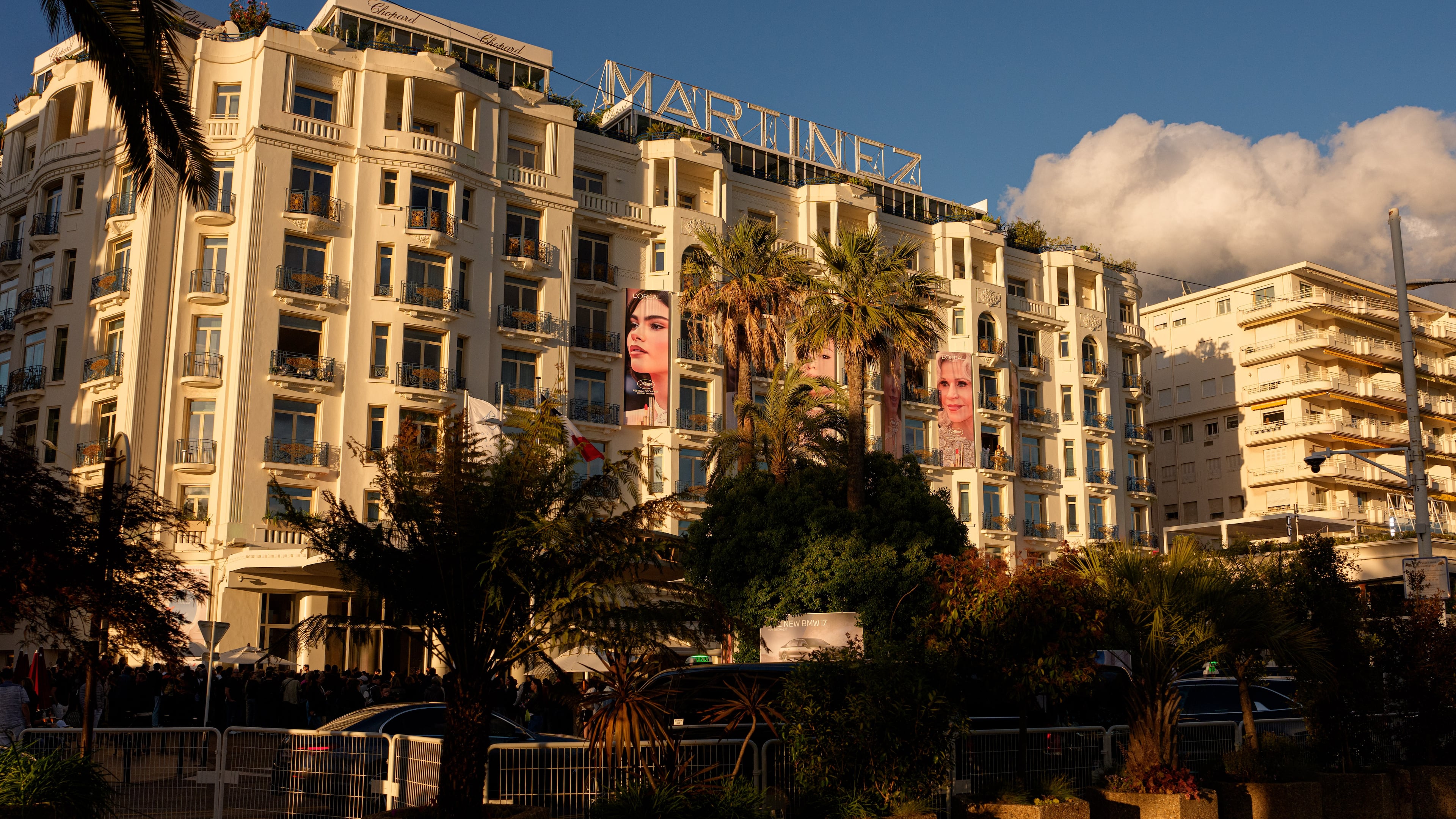 Hôtel Martinez is pictured during the 79th international film festival, Cannes, southern France, Thursday, May 14, 2026. (AP Photo/Andreea Alexandru)