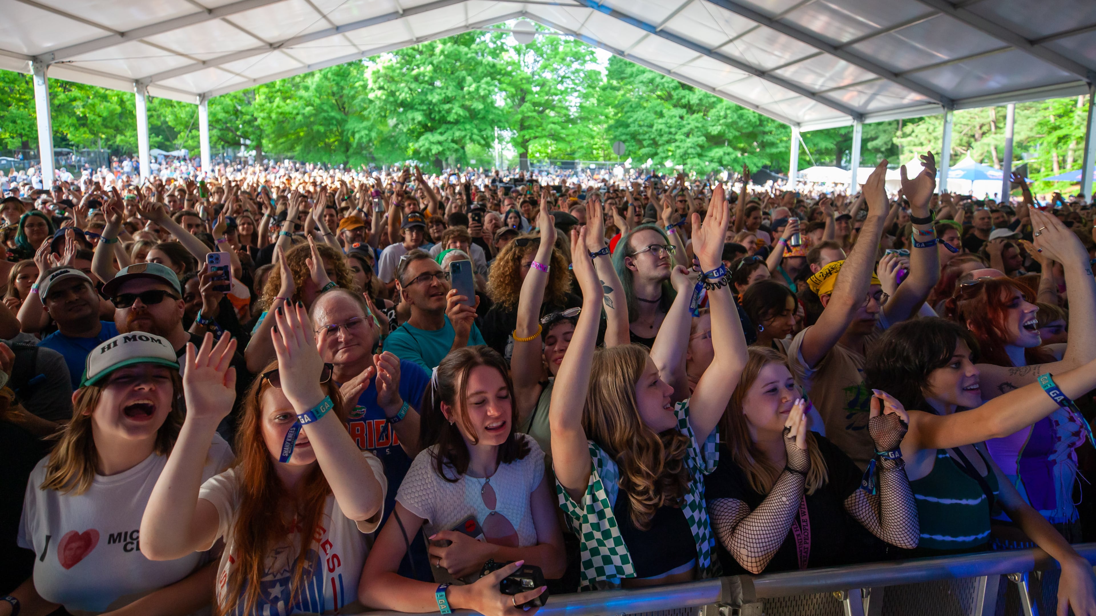 Fans enjoy The Regrets' performance on the second day of this year's Shaky Knees Festival on Saturday, April 30, 2022, at Central Park in Atlanta. (Photo by Ryan Fleisher for The Atlanta Journal-Constitution)