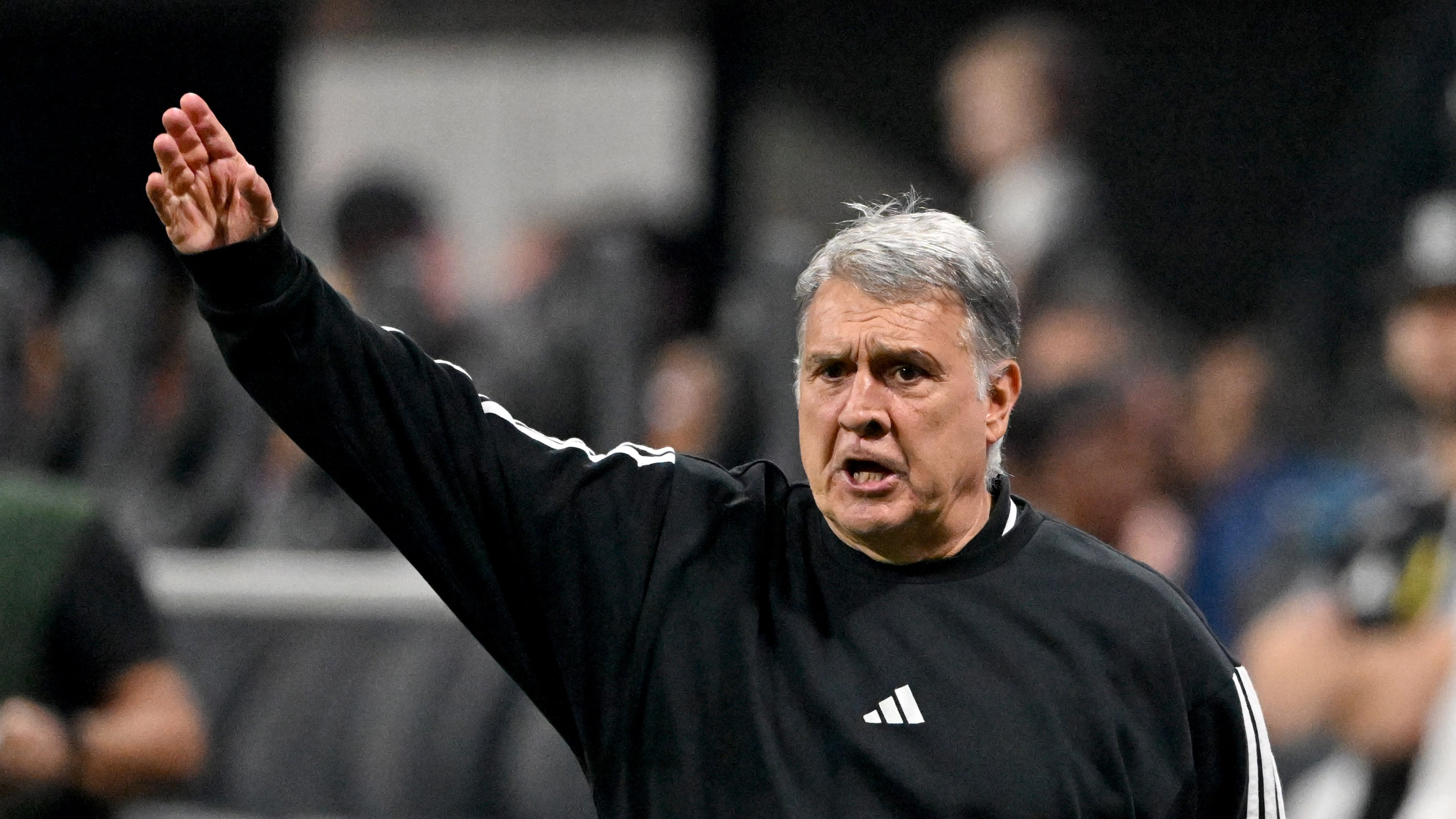 Atlanta United Head Coach Gerardo "Tata" Martino shouts instructions during the second half in Atlanta United's home opener at Mercedes-Benz Stadium, Saturday, March 7, 2026, in Atlanta. Real Salt Lake won 3-2 over Atlanta United. (Hyosub Shin/AJC)