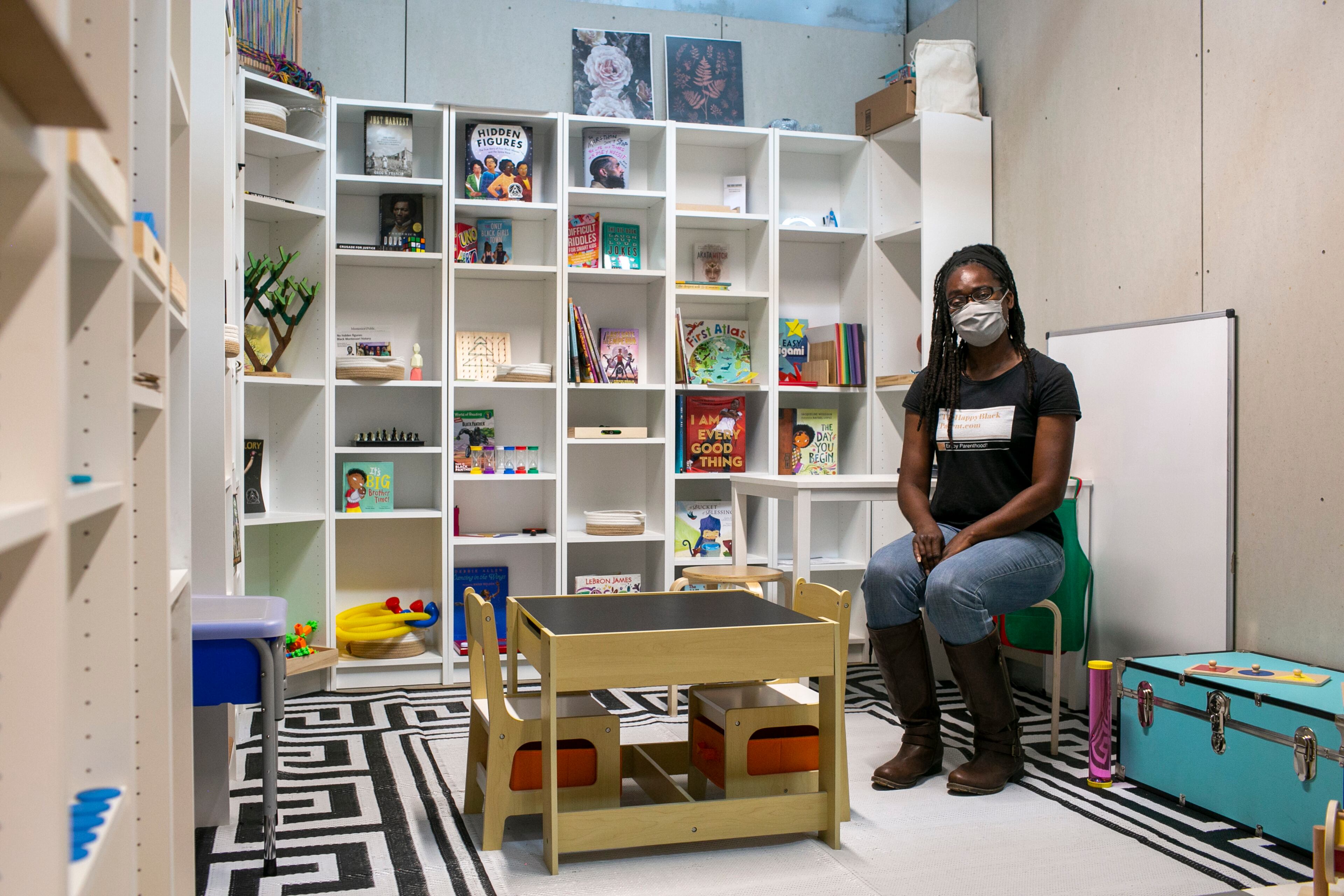 Makeisha Robey, founder of The Happy Black Parent, poses for a photo in her space in the Nia Building at Pittsburgh Yards, a professional and maker space near Adair Park, Capitol Gateway, Mechanicsville, Peoplestown, Pittsburgh and Summerhill neighborhoods in southwest Atlanta on Tuesday, September 7, 2021. (Rebecca Wright for the Atlanta Journal-Constitution)