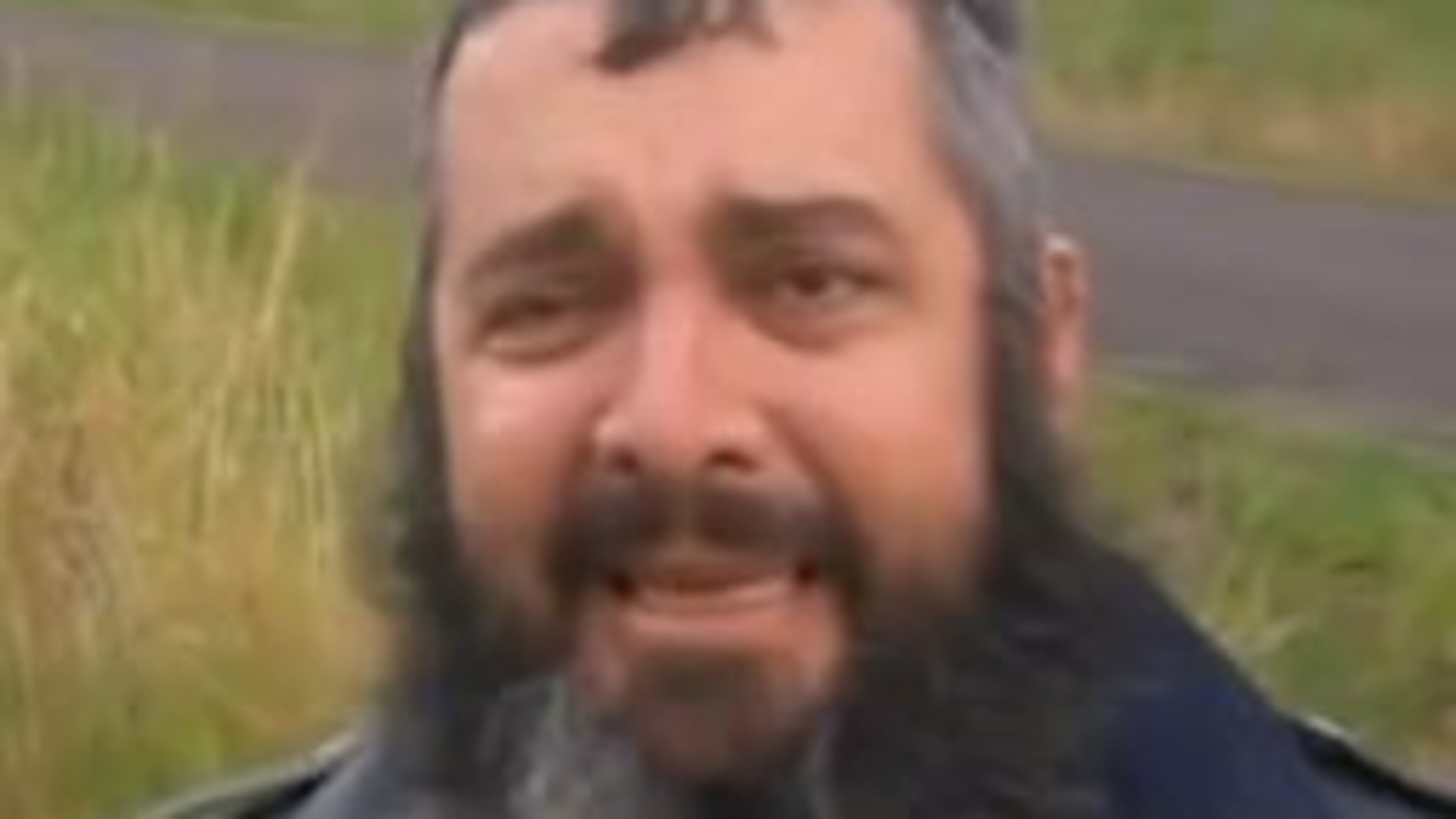 Never trust a crying man in leather. (Image from 7News)