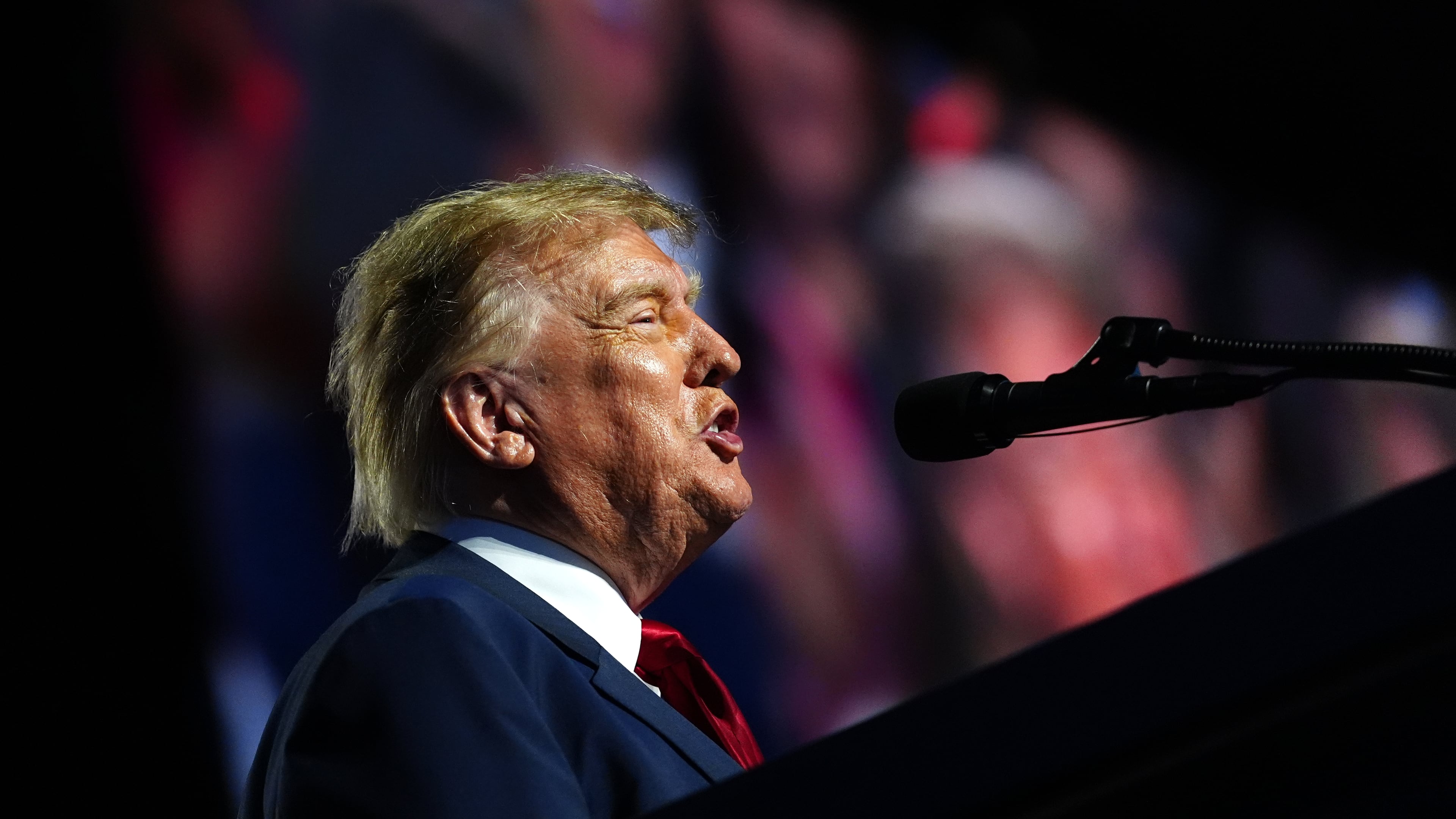 President Donald Trump speaks at the Republican convention, Thursday, Sept. 10, 2026, in Dallas. (AP Photo/Julia Demaree Nikhinson)