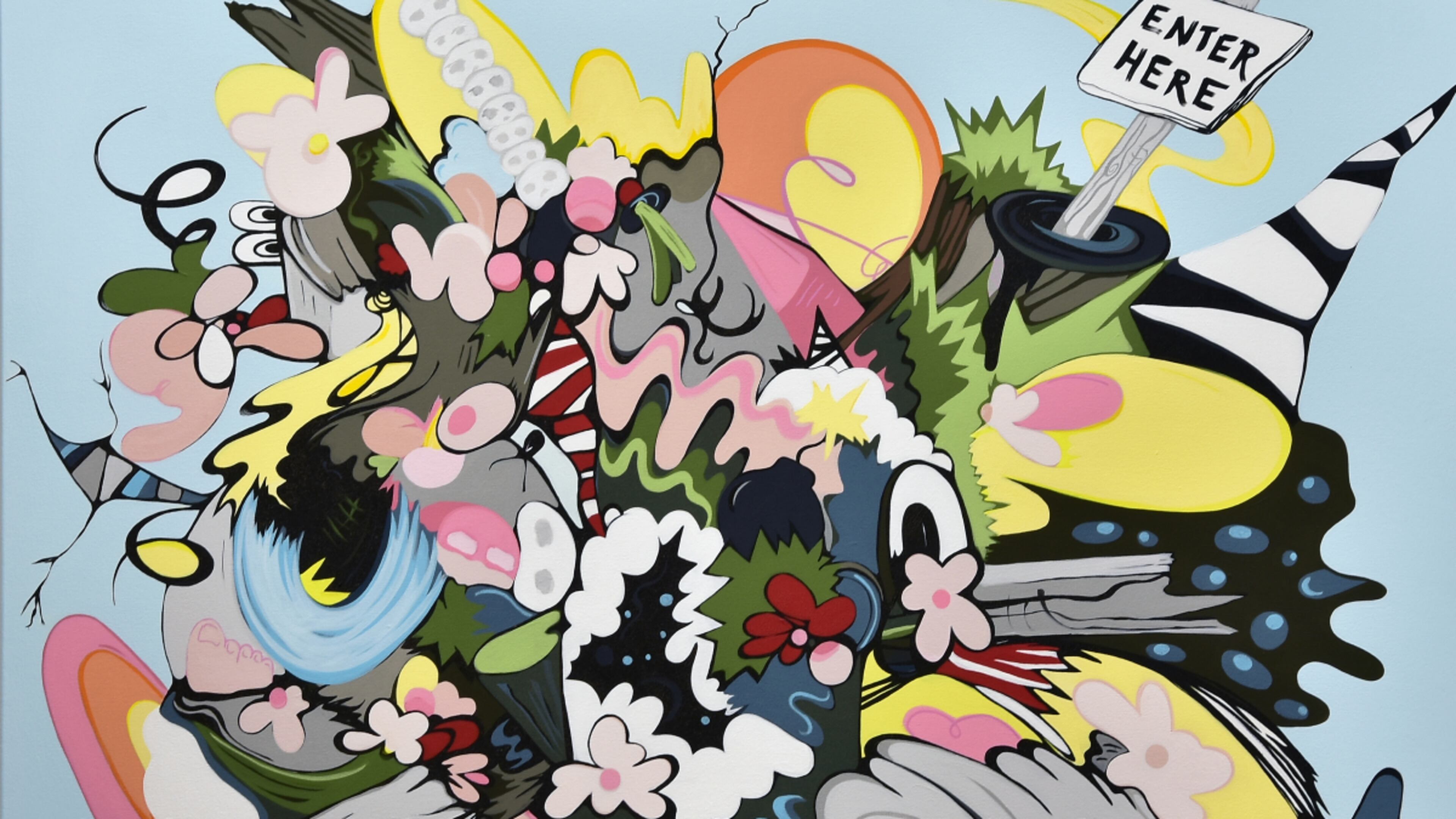 Sarah Emerson, "Go On" (detail), 2024, from her exhibit "In the Land of Plenty" at Whitespace.