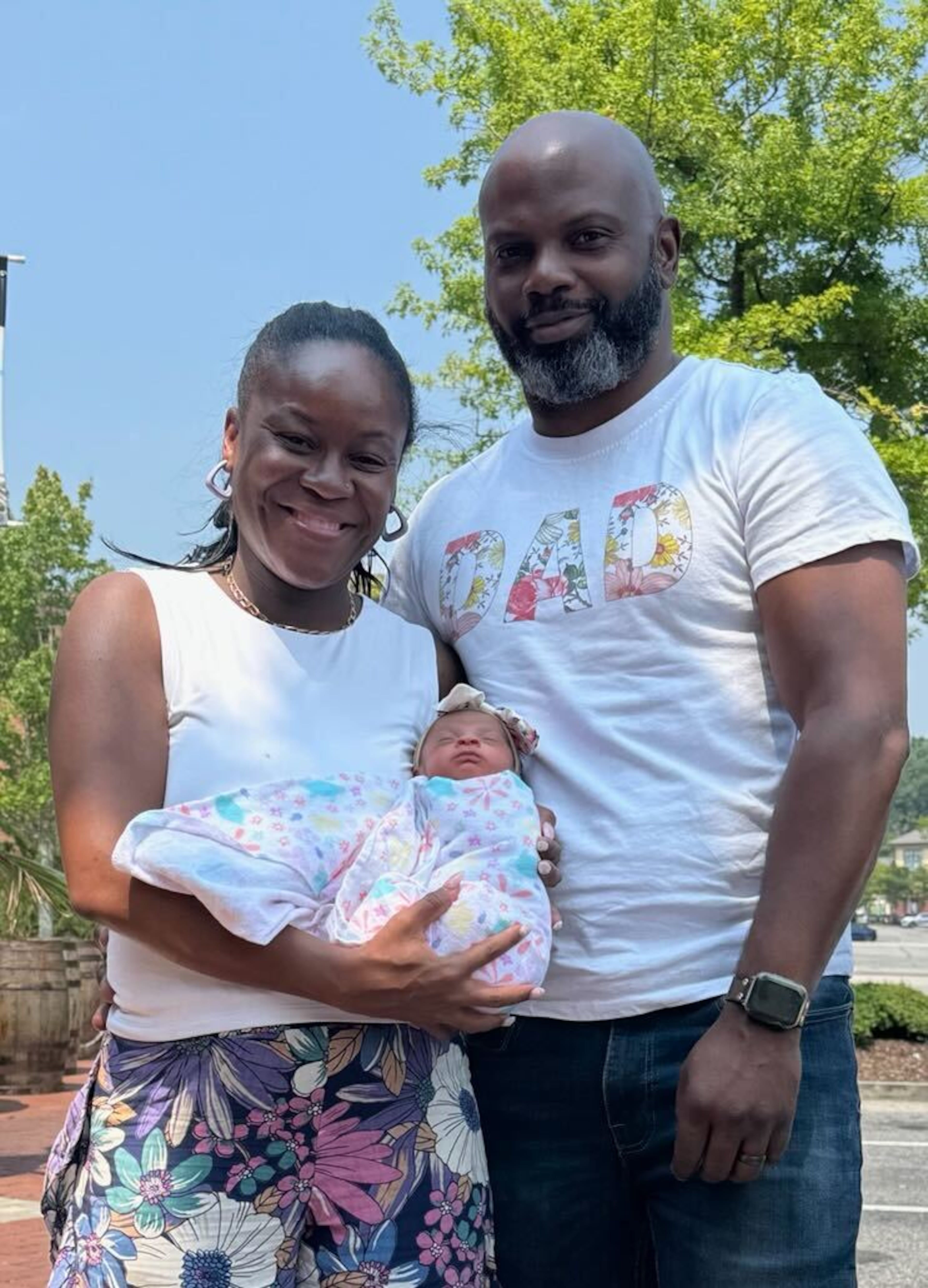 Tamica Brown and her husband, Ted, with their daughter, Tamia Janae, who was born in July after their yearslong journey through fertility treatment and IVF. (Photo Courtesy of Tamica Brown)