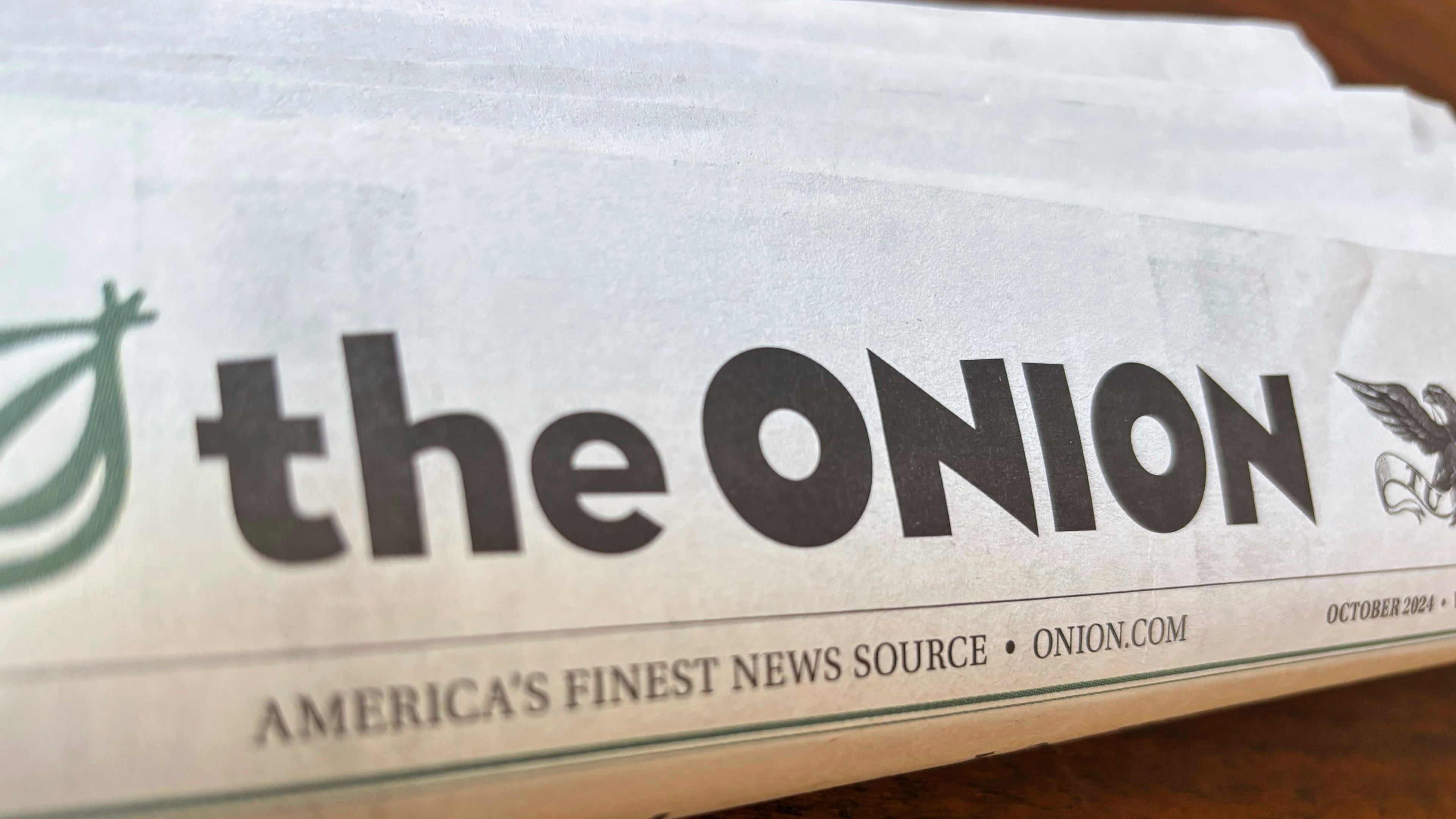 FILE - A copy of the satirical outlet The Onion is seen Nov. 14, 2024, in Little Rock, Ark. (AP Photo/Jill Bleed, File)
