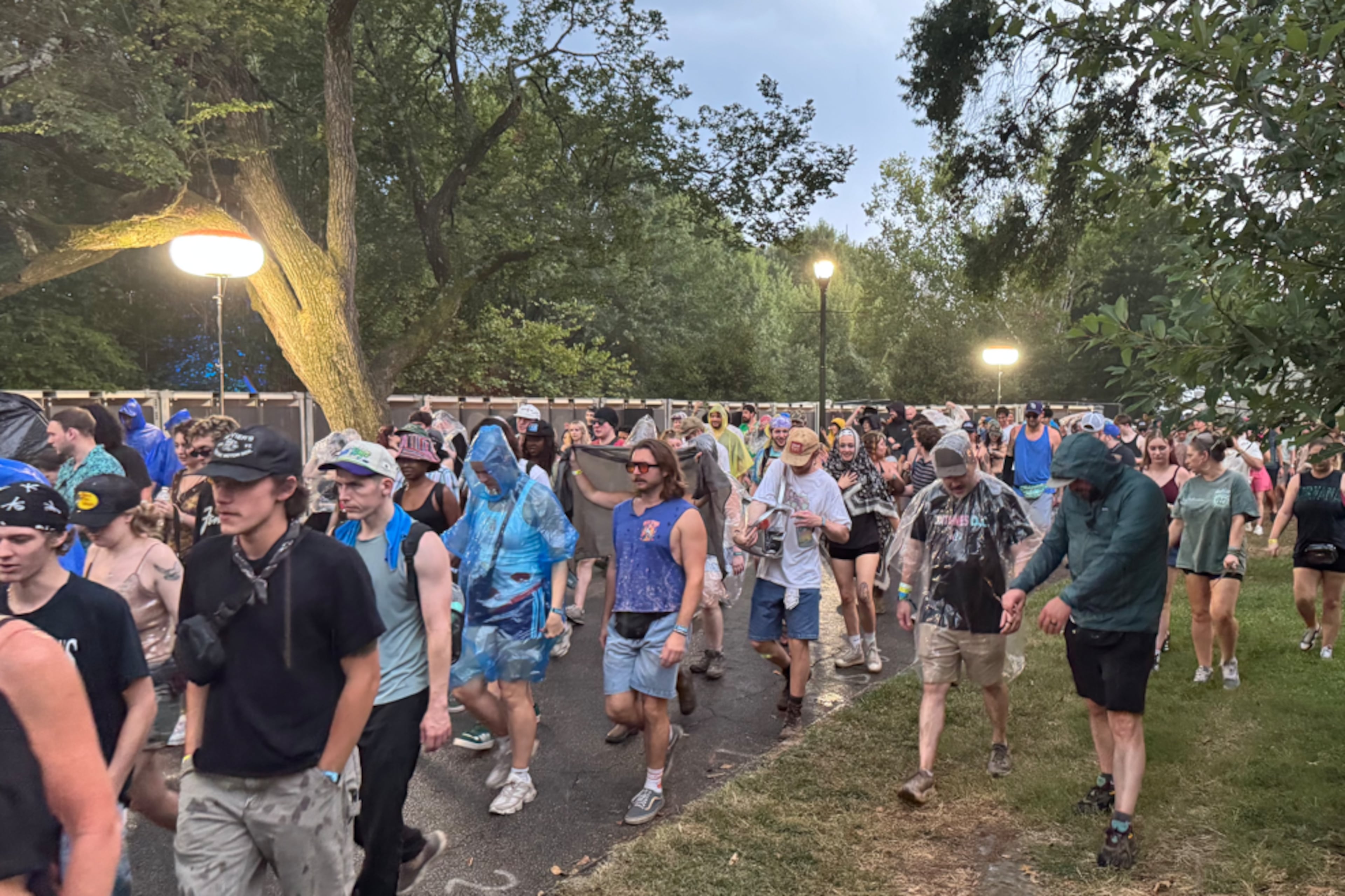 Crowds evacuate Piedmont Park at the Shaky Knees Festival after the threat of severe weather on Saturday, September 19 2026.
