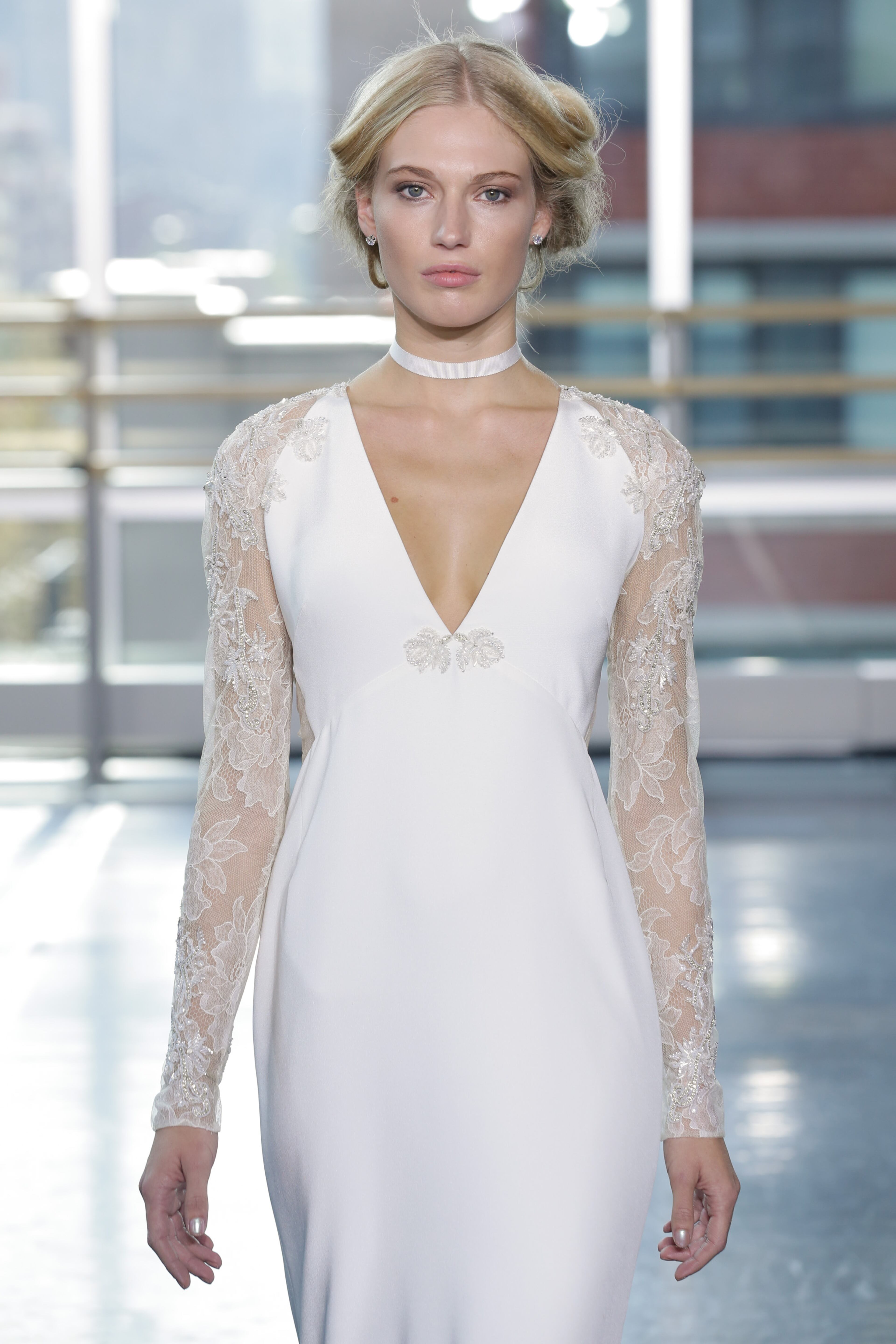 A model walks the runway during the Rita Vinieris-Rivini Fall 2014 Bridal Collection at Alvin Alley Studios on Oct. 13, 2013, in New York City.