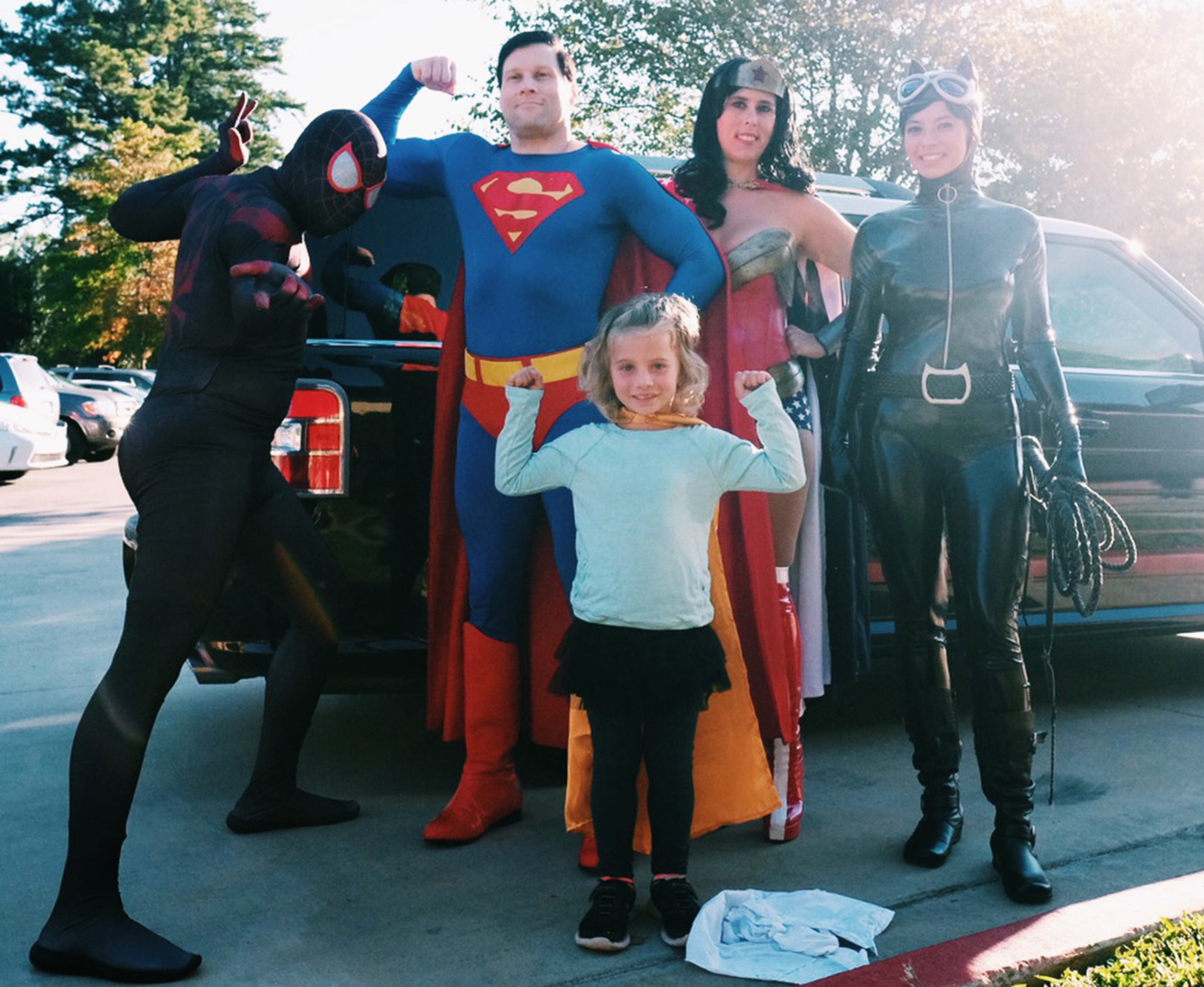 Super Hudson Lillystone arrived at Alpharetta Elementary school with carload of superheroes. All the kindergarten classes lined up wearing capes to greet Hudson, and she led the school's morning announcements with the help of her superhero friends. Read Hudson's story here. Photo courtesy of Aaron Coury