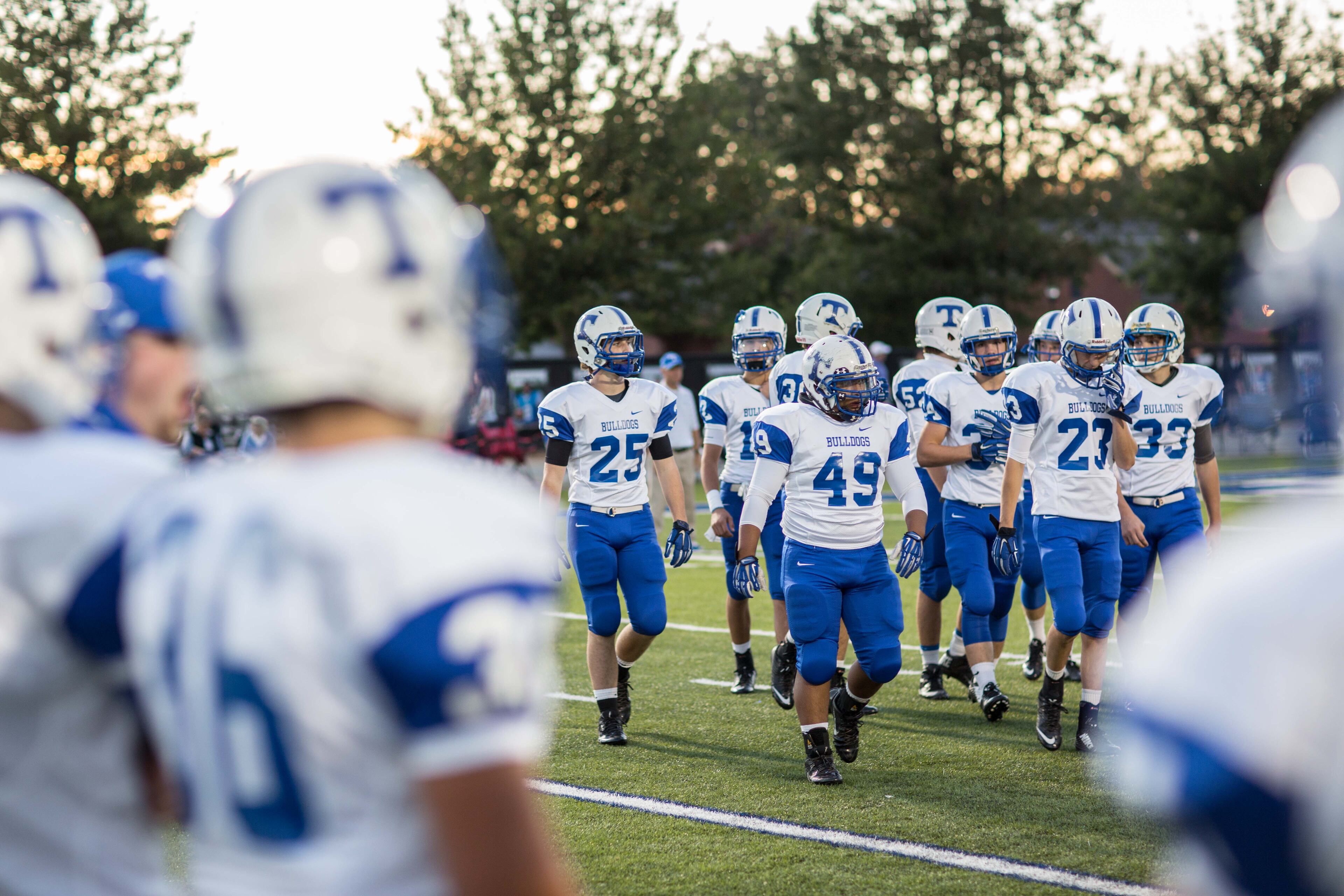 Trion High School players take the field to warm up before the game against Mount Paran Christian in Kennesaw, Ga. (SPECIAL/BRANDEN CAMP)