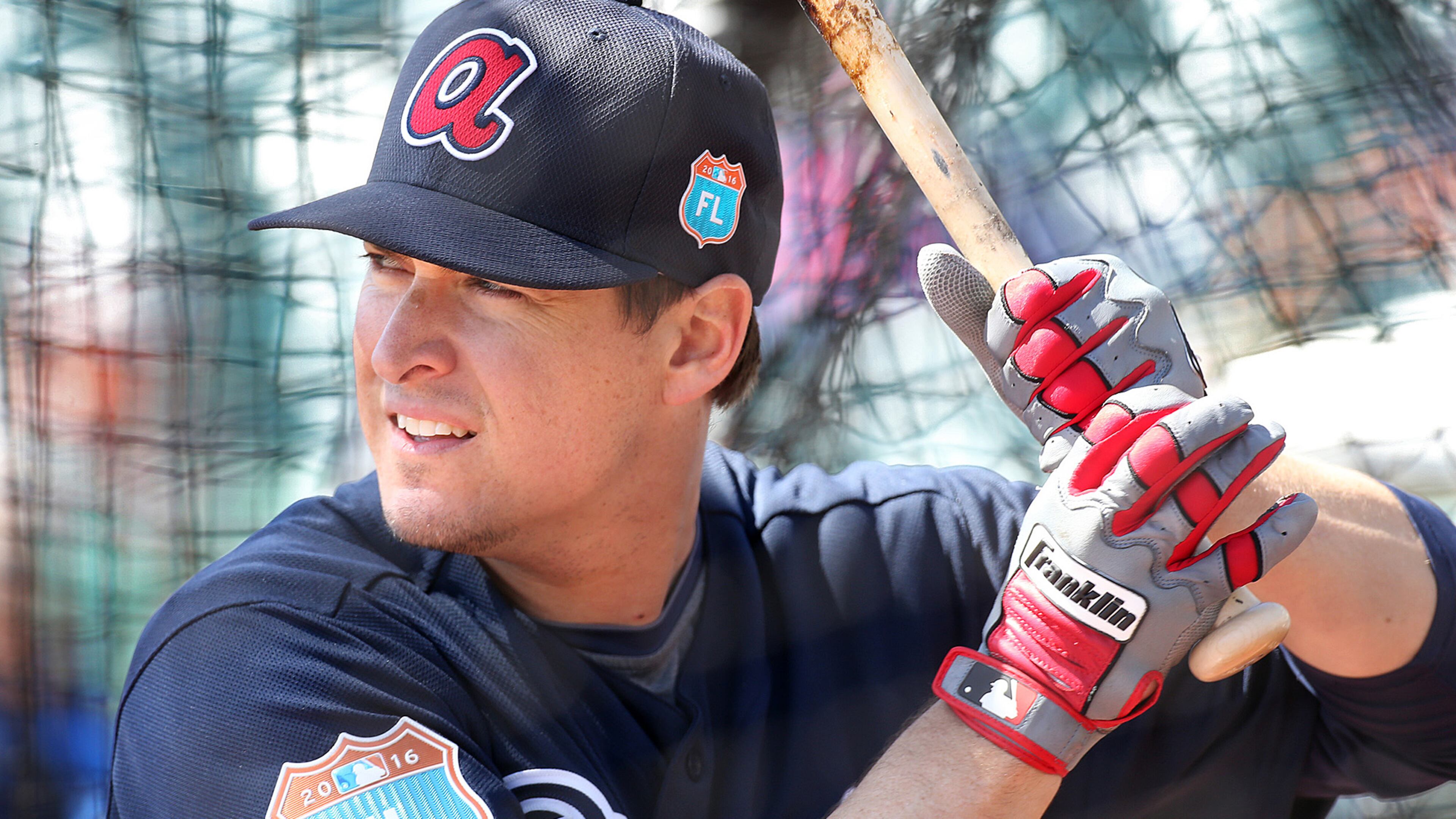 022516 LAKE BUENA VISTA: Braves infielder Kelly Johnson takes batting practice in Champion Stadium during spring training on Thursday, Feb 25, 2016, at the ESPN Wide World of Sports, Lake Buena Vista, FL. Curtis Compton / ccompton@ajc.com