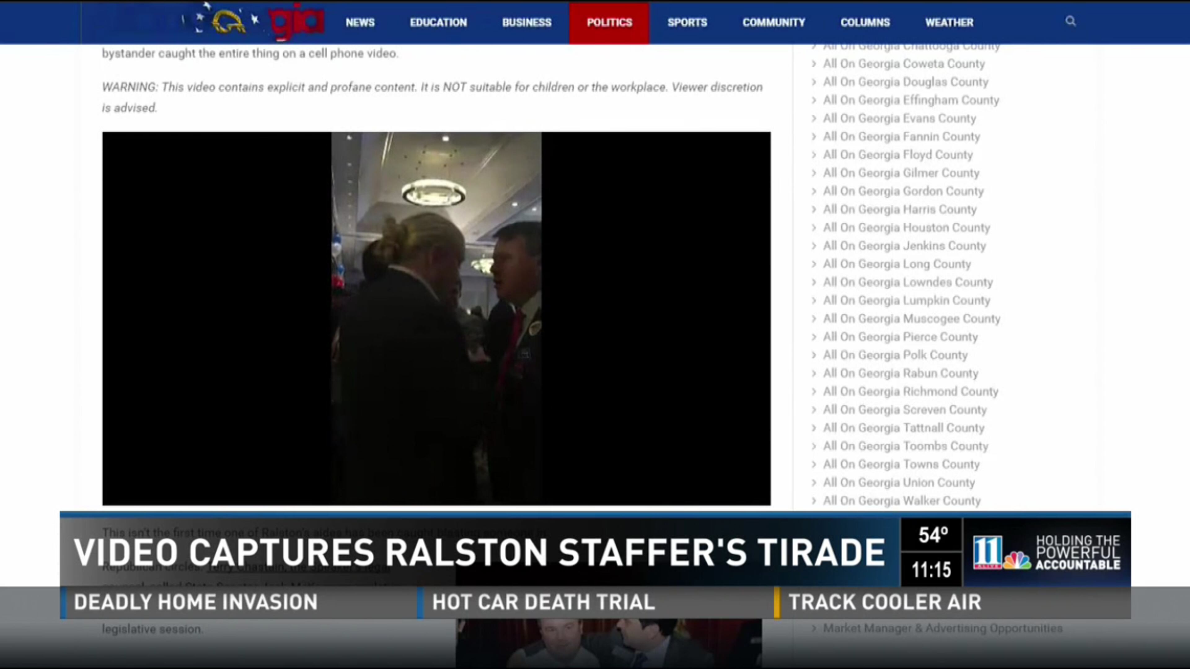 A screen-shot of WXIA's coverage of the profanity-laced video.